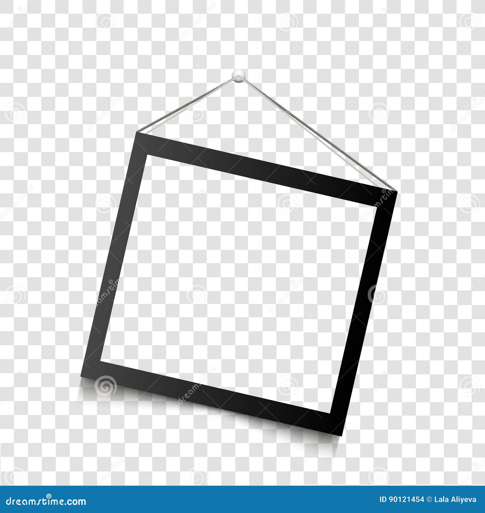 Realistic Black Frame Hanging on the Wall. Vector Illustration Stock