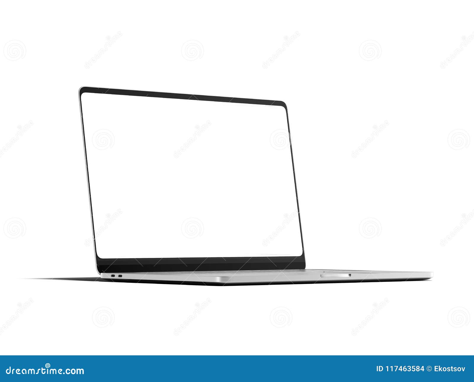 Realistic Black Laptop With White Screen On Grey Background, 3d