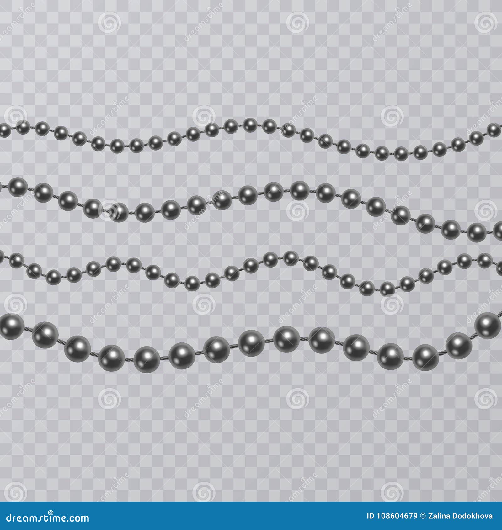 Black Pearl Realistic Vector Illustration On White Background