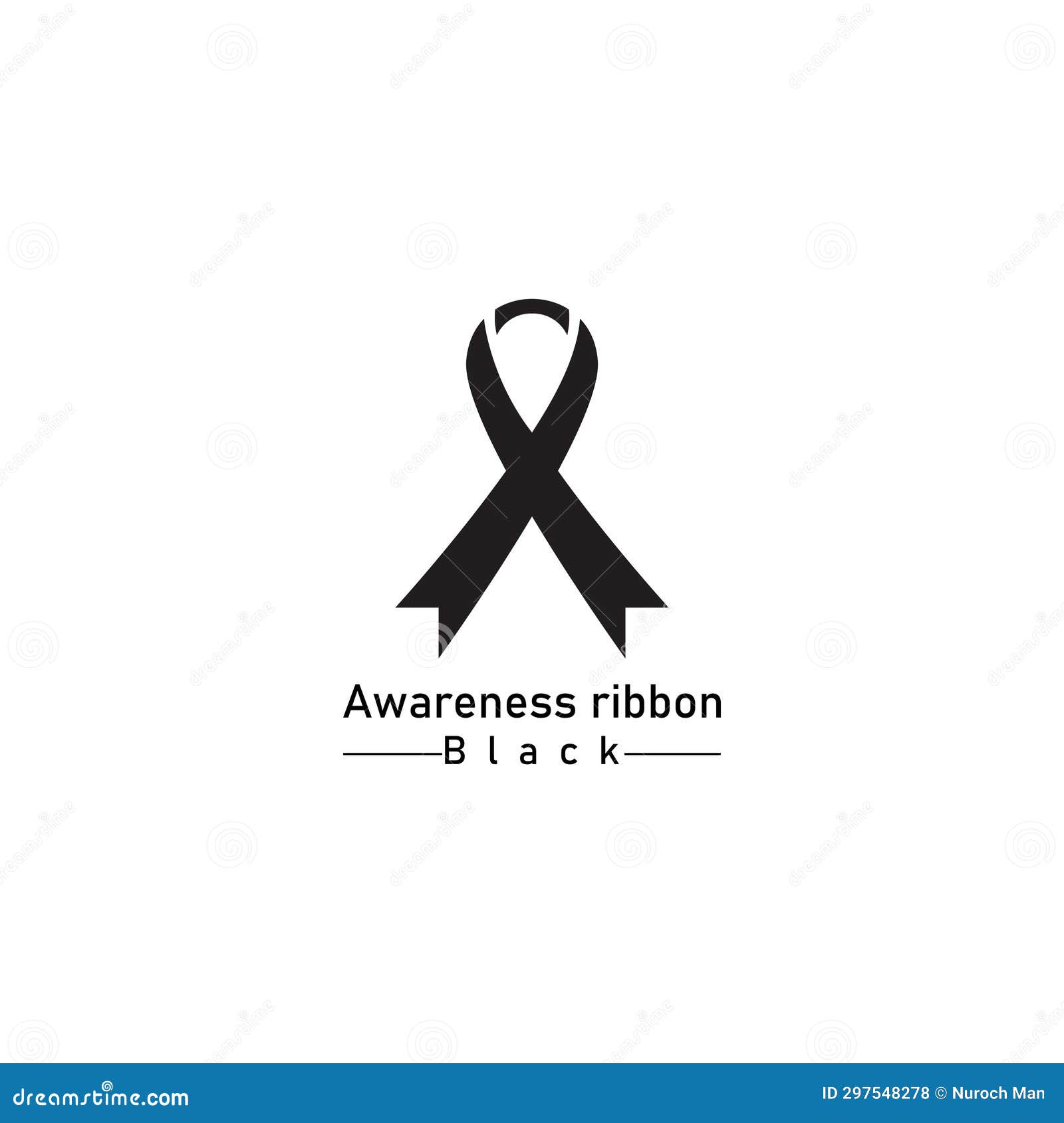 Realistic Black Ribbon Death Symbol . Vector Illustration Stock Vector