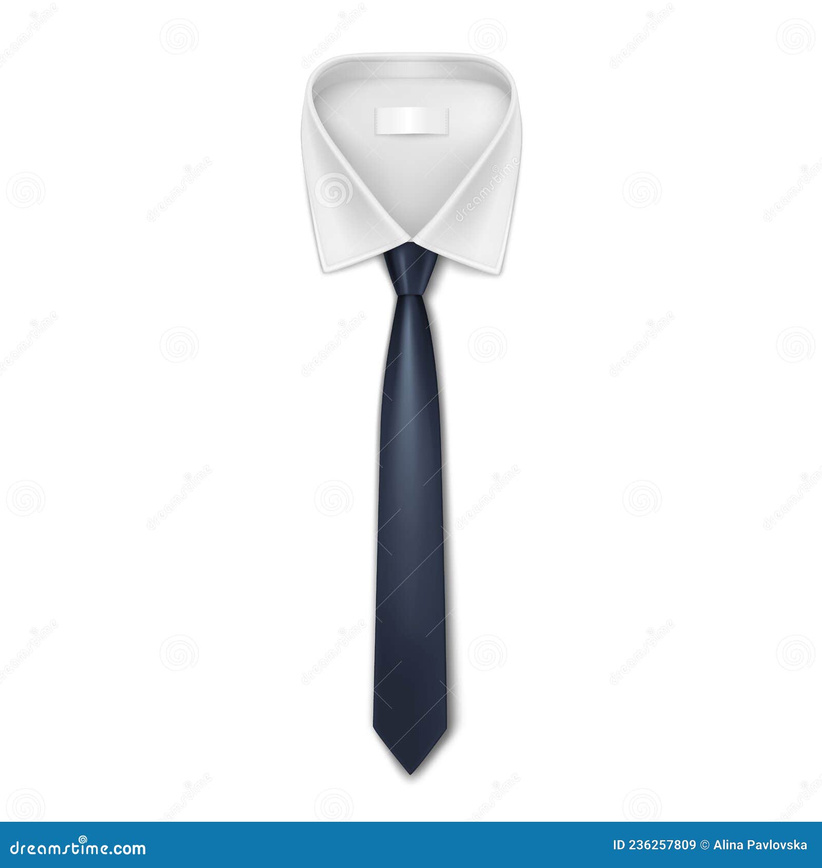 Realistic Black Tie with White Collar Shirt. Classic Male Outwear for ...