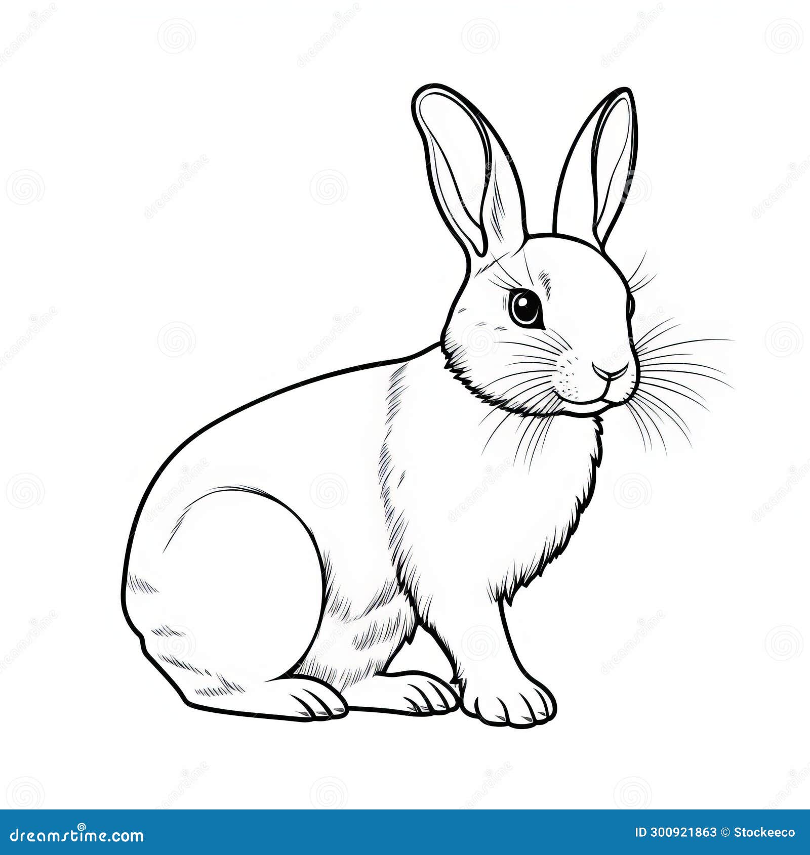 Realistic Black and White Rabbit Illustration Stock Image Image of