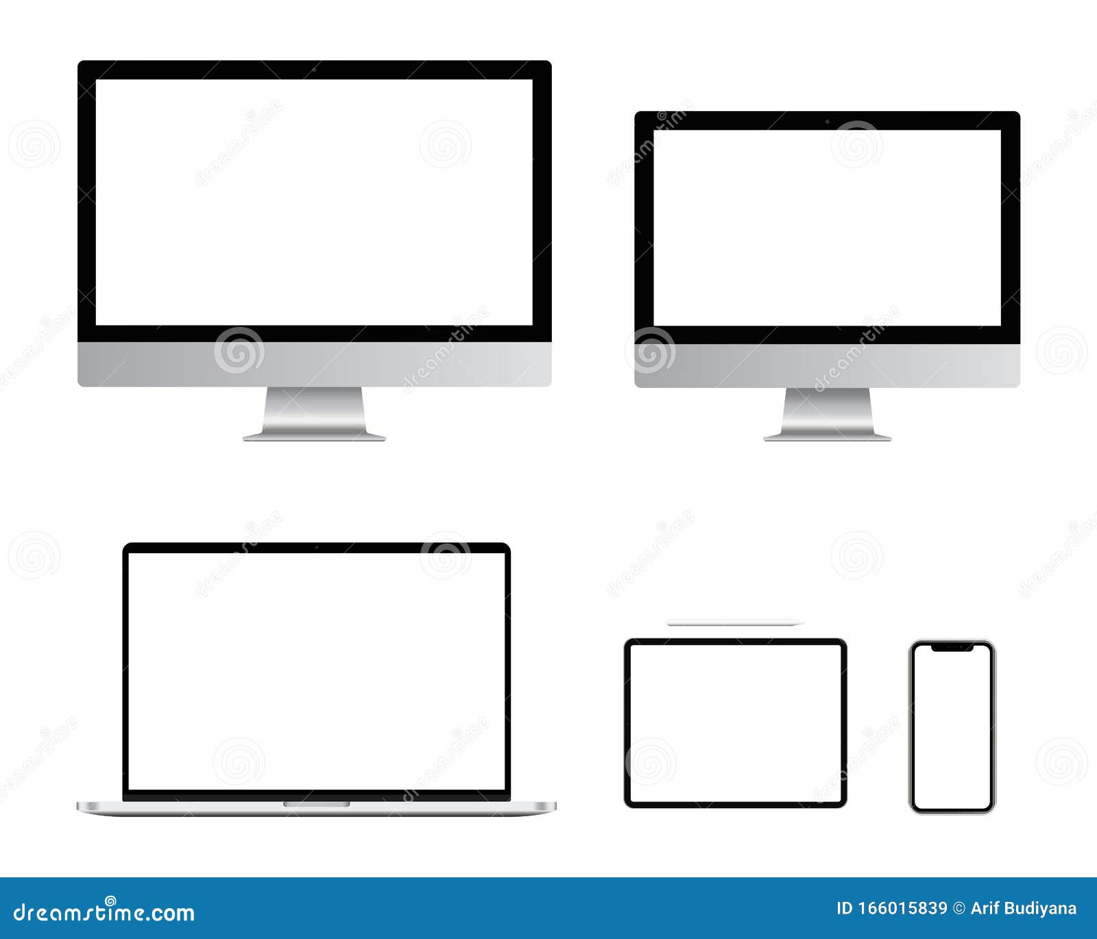 realistic blank computer monitor, smartphone, laptop and tablet pc screen . mobile phone smart digital device set collection