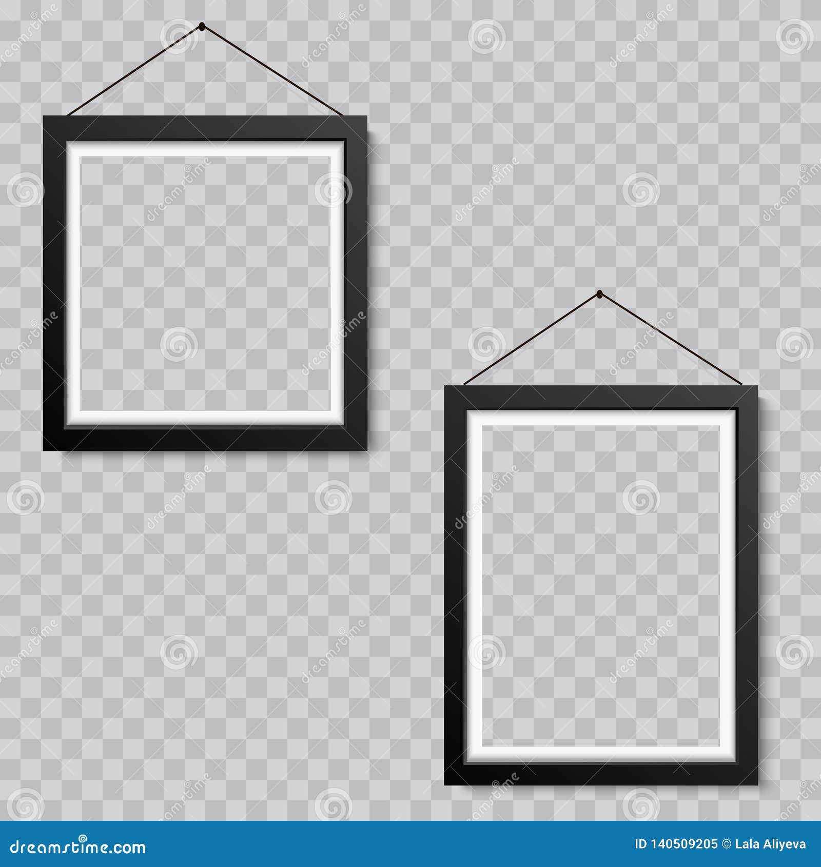 Realistic Blank Picture or Photograph Frame Hanging. Vector. Stock