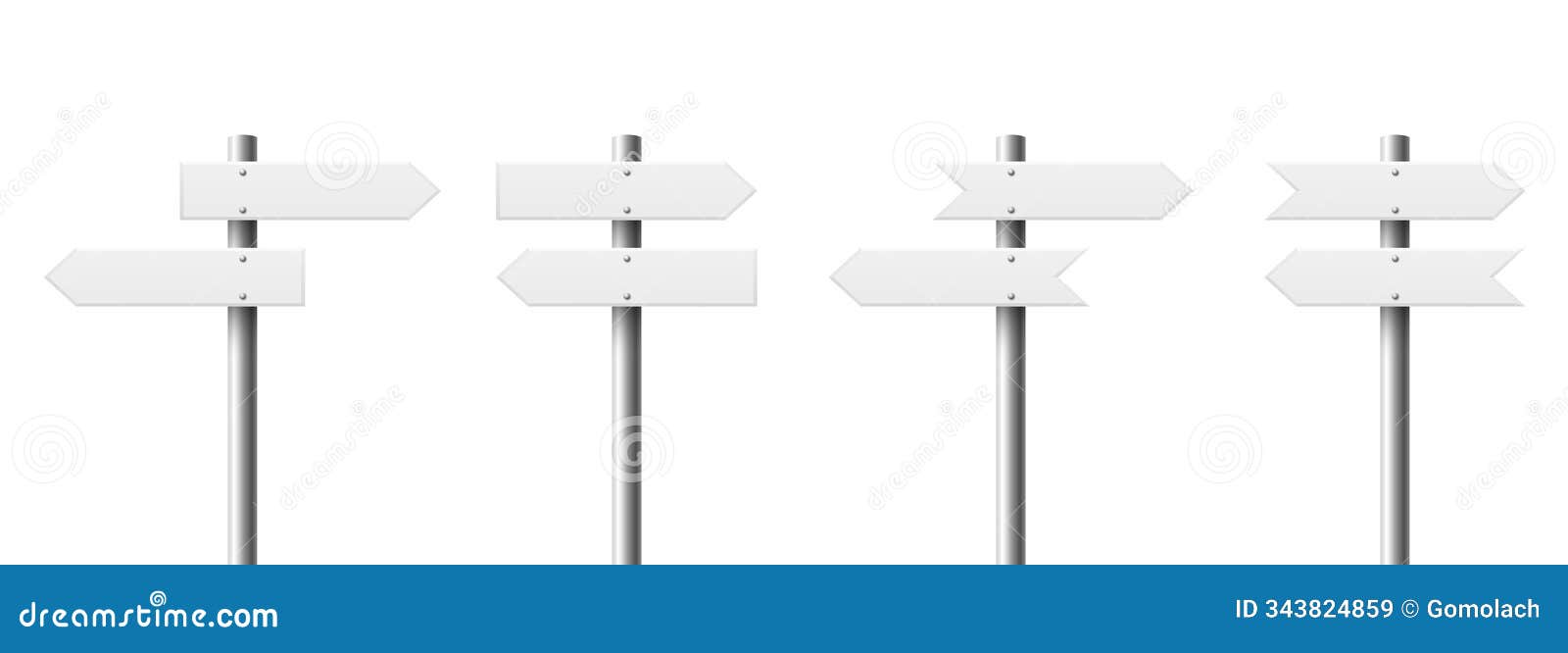 realistic blank sign post set. realistic road signboard. plywood pointer, timber, directional sign  template