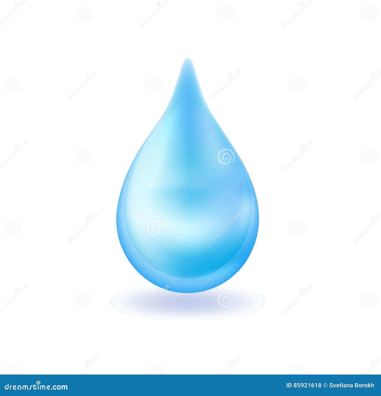 realistic blue water drop. 3d icon droplet falls.  .