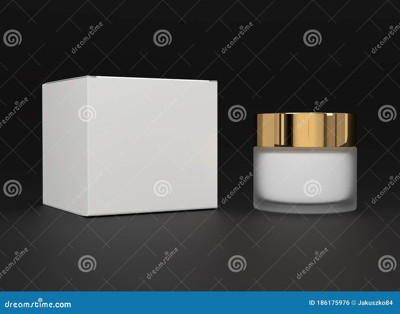 Download Realistic Bottle And Box Mockup On Black Background Cream Container Bottle Jar And Cardboard Template Stock Photo Image Of Paper Design 186175976