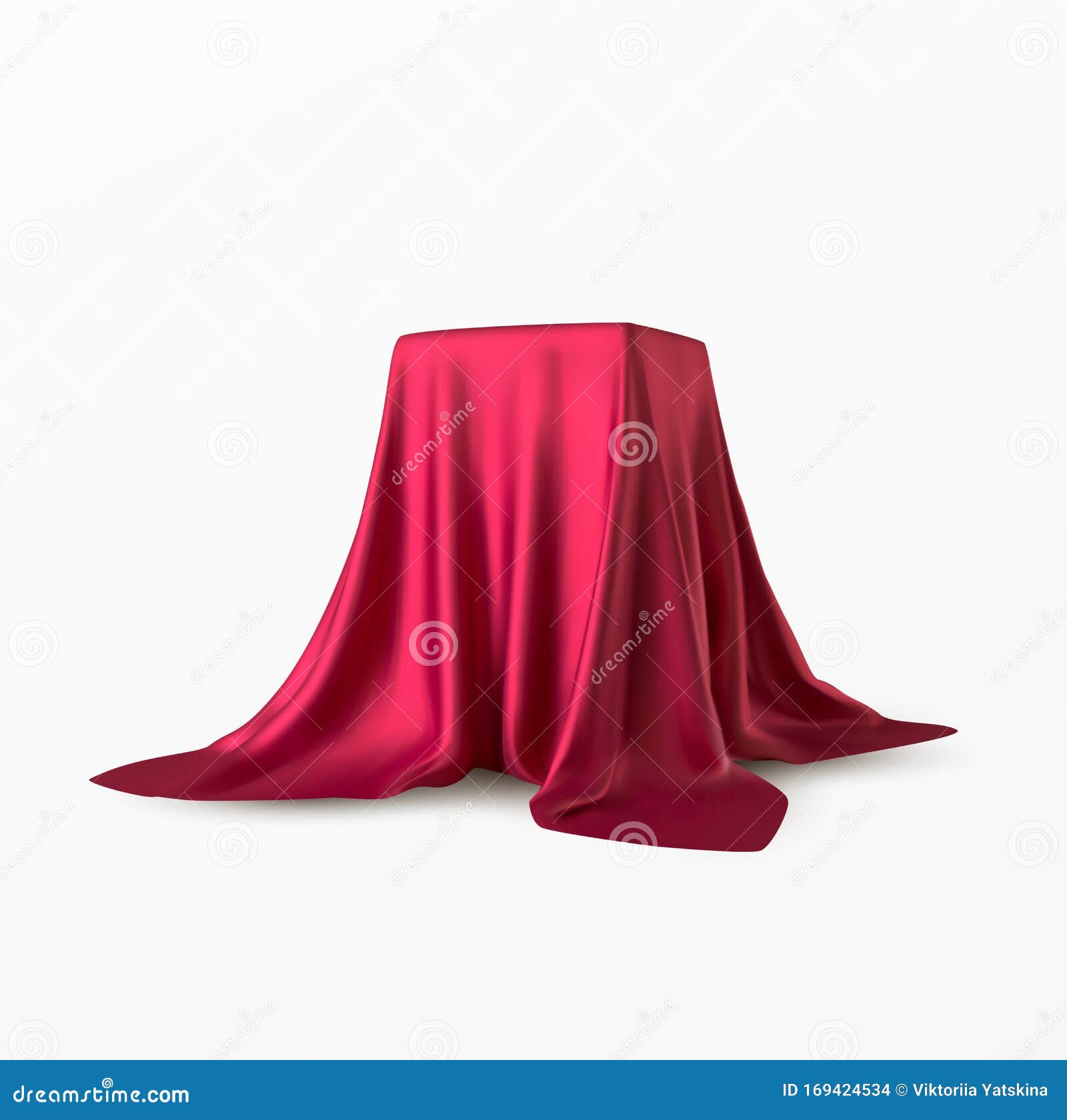 Realistic Box Covered with Red Silk Cloth. Isolated on White Background ...