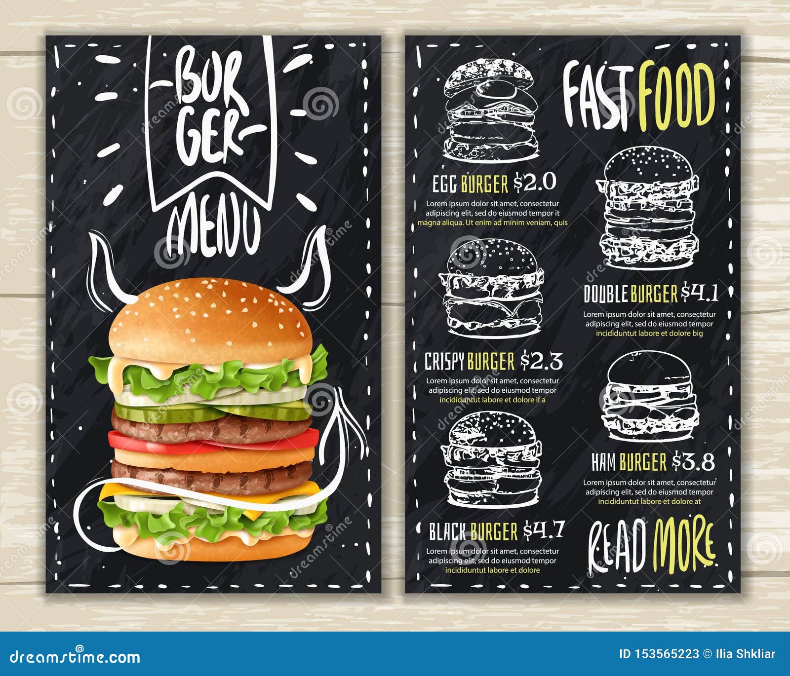 Realistic Burger Menu Stock Vector Illustration Of Double