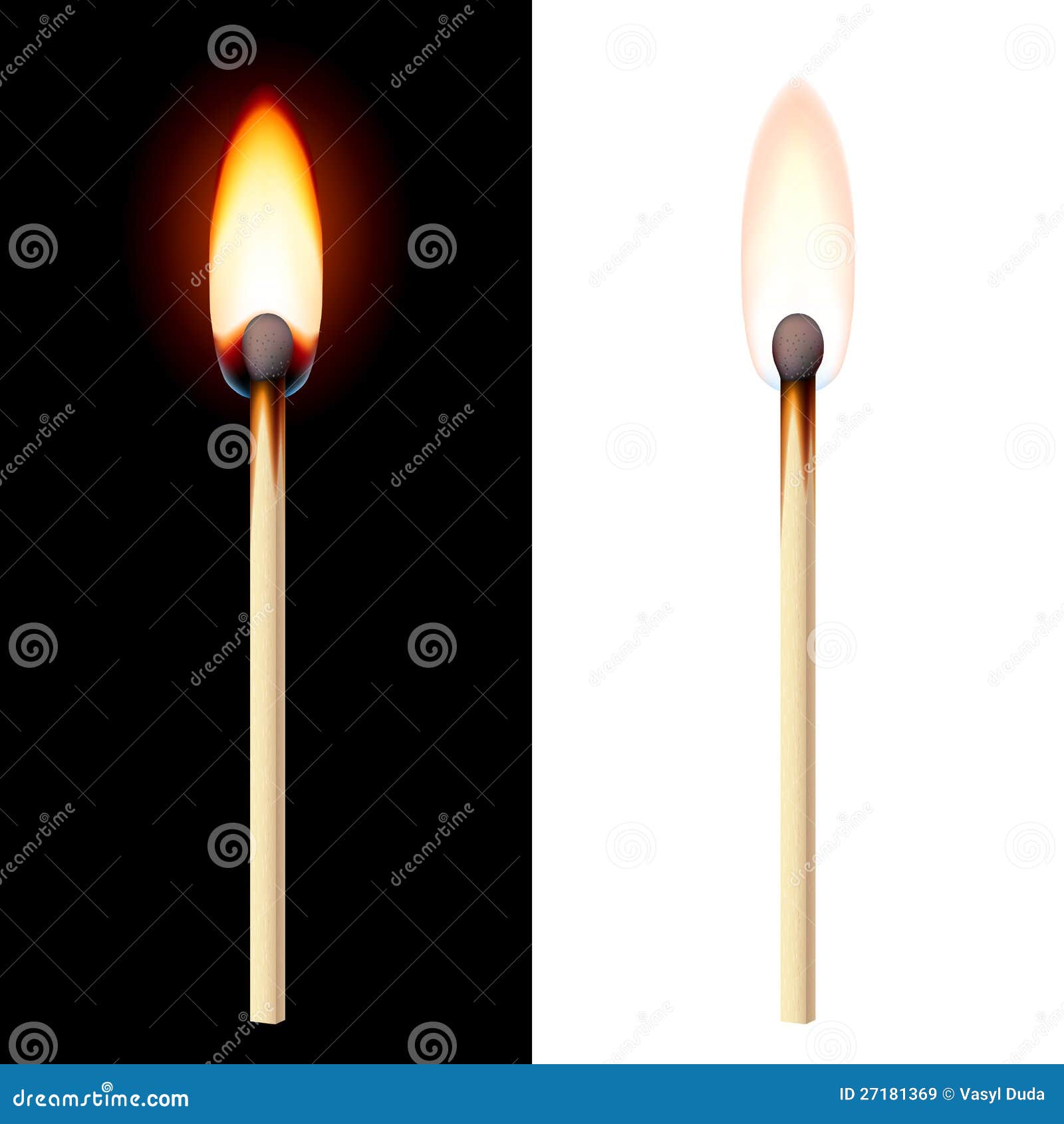 Realistic burning match stock vector. Illustration of bright 27181369