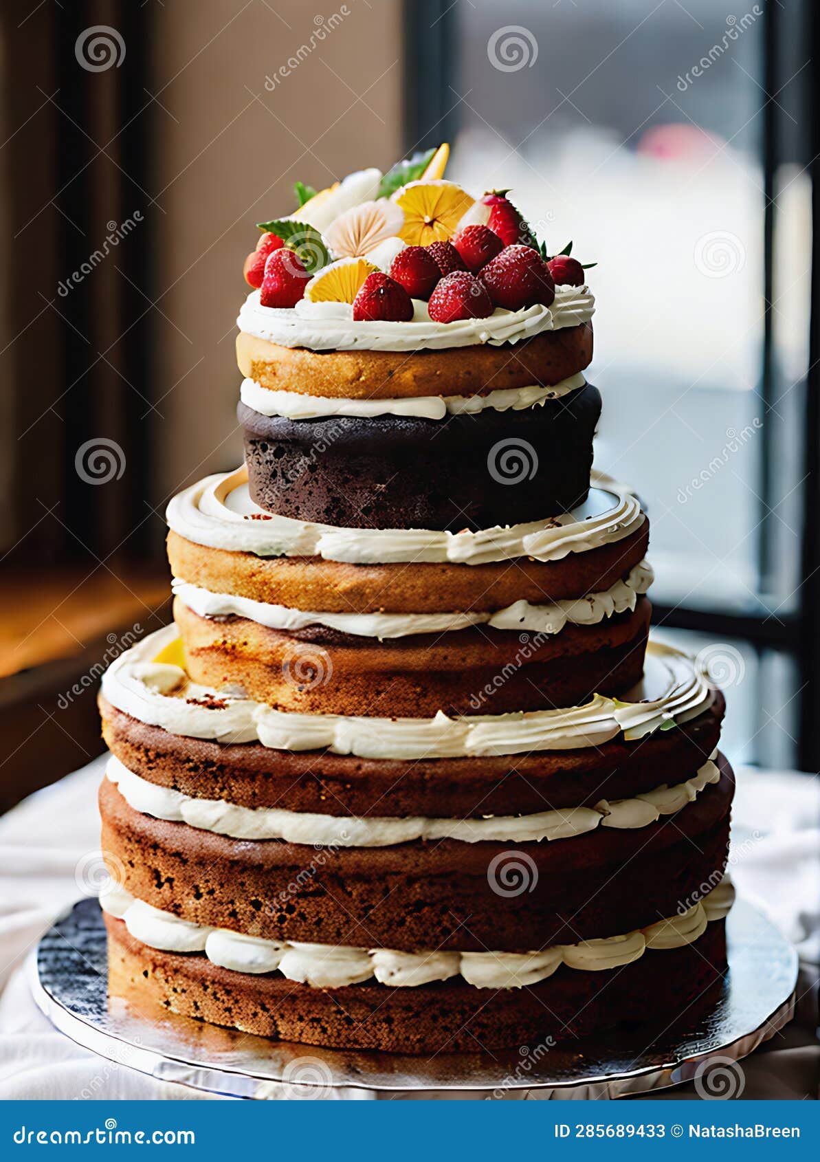Realistic Cake Neutral Colors Warm Lighting Detailed Stock Image