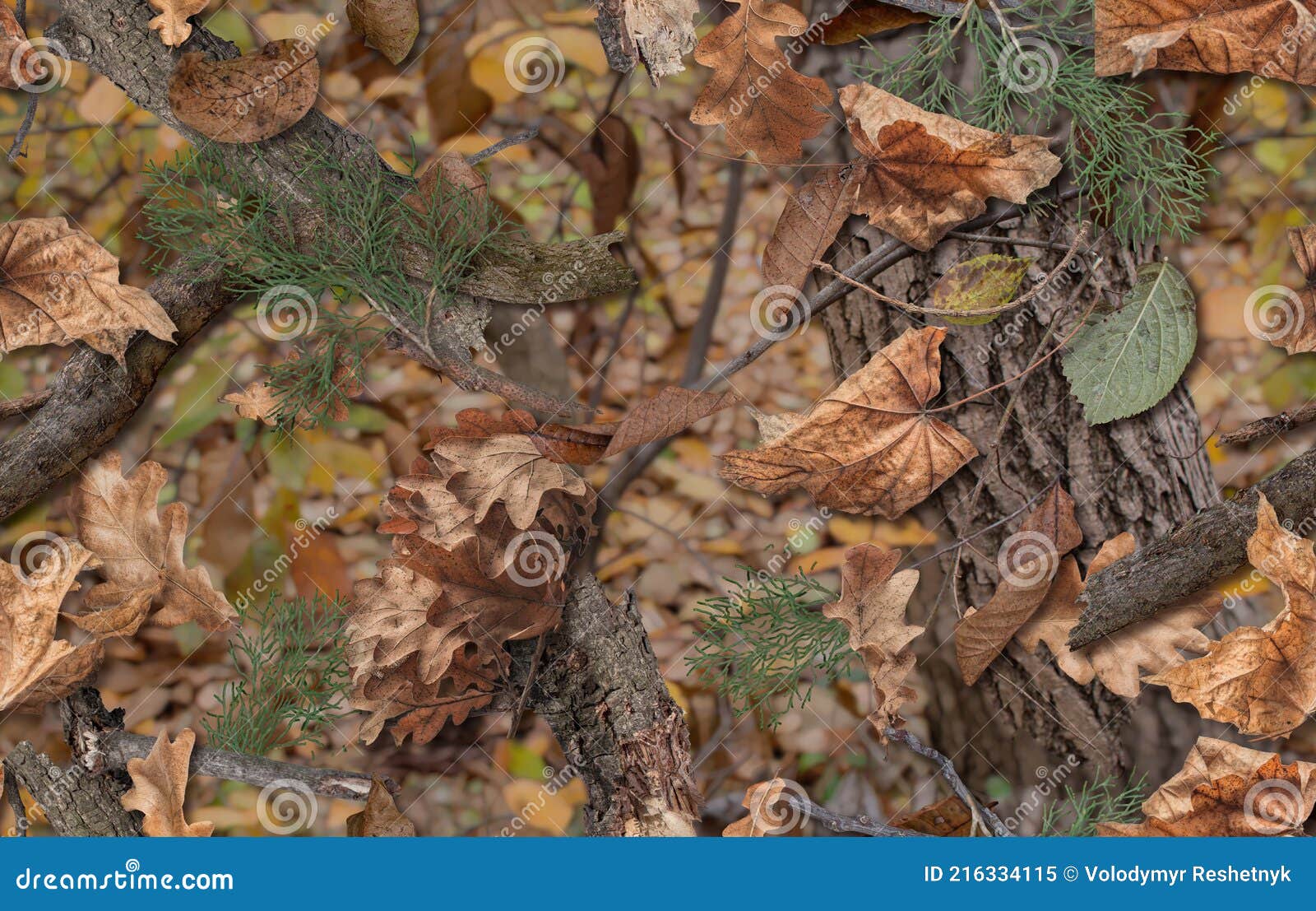 realistic camouflage seamless pattern. hunting camo for cloth, weapons or vechicles.
