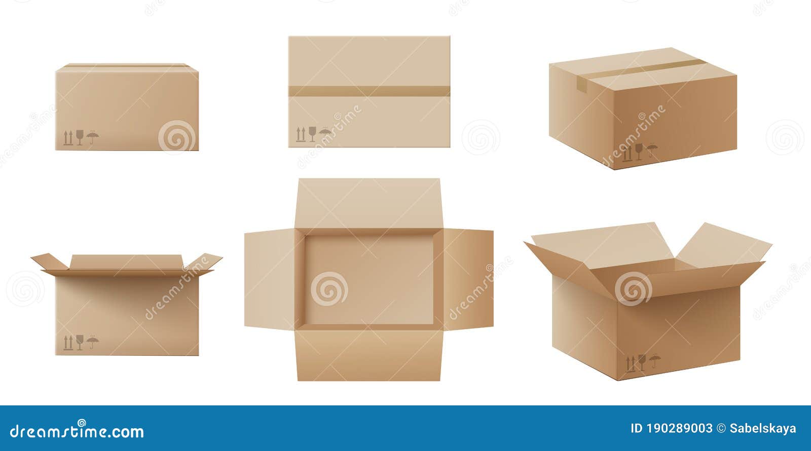 Download Realistic Cardboard Box Mockup Set From Side, Front And Top View Stock Vector - Illustration of ...