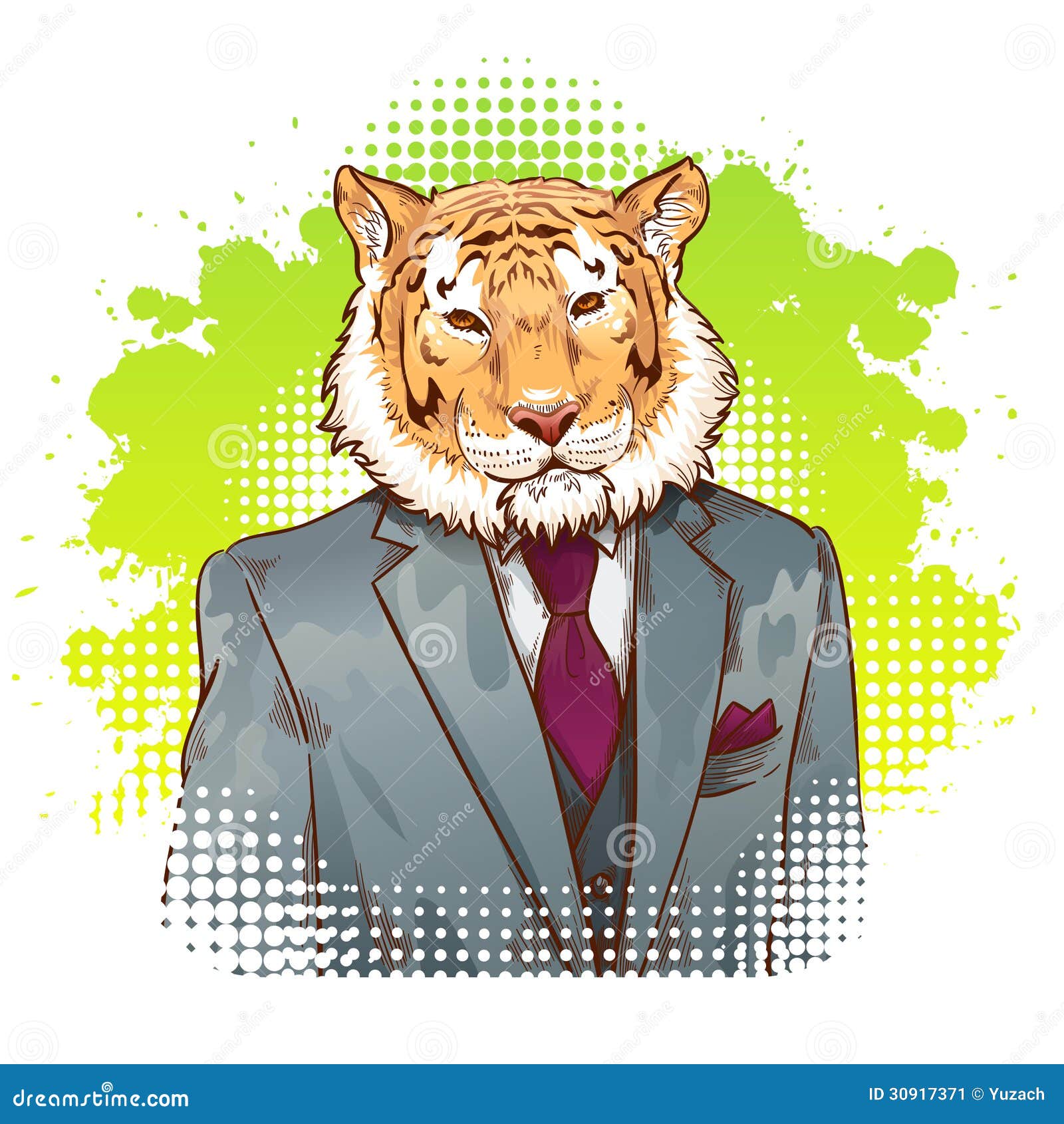 Realistic Cartoon Tiger Wearing a Tuxedo Stock Illustration - Illustration  of luxury, design: 30917371