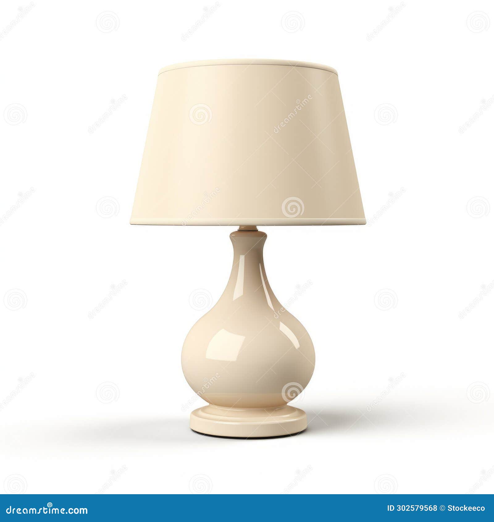 realistic ceramic table lamp with light brown shade and high-key lighting