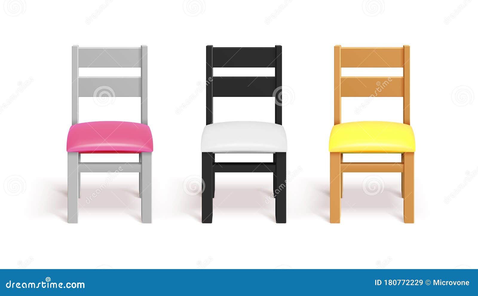 Download Realistic Chairs. White, Black And Wooden Chair With ...
