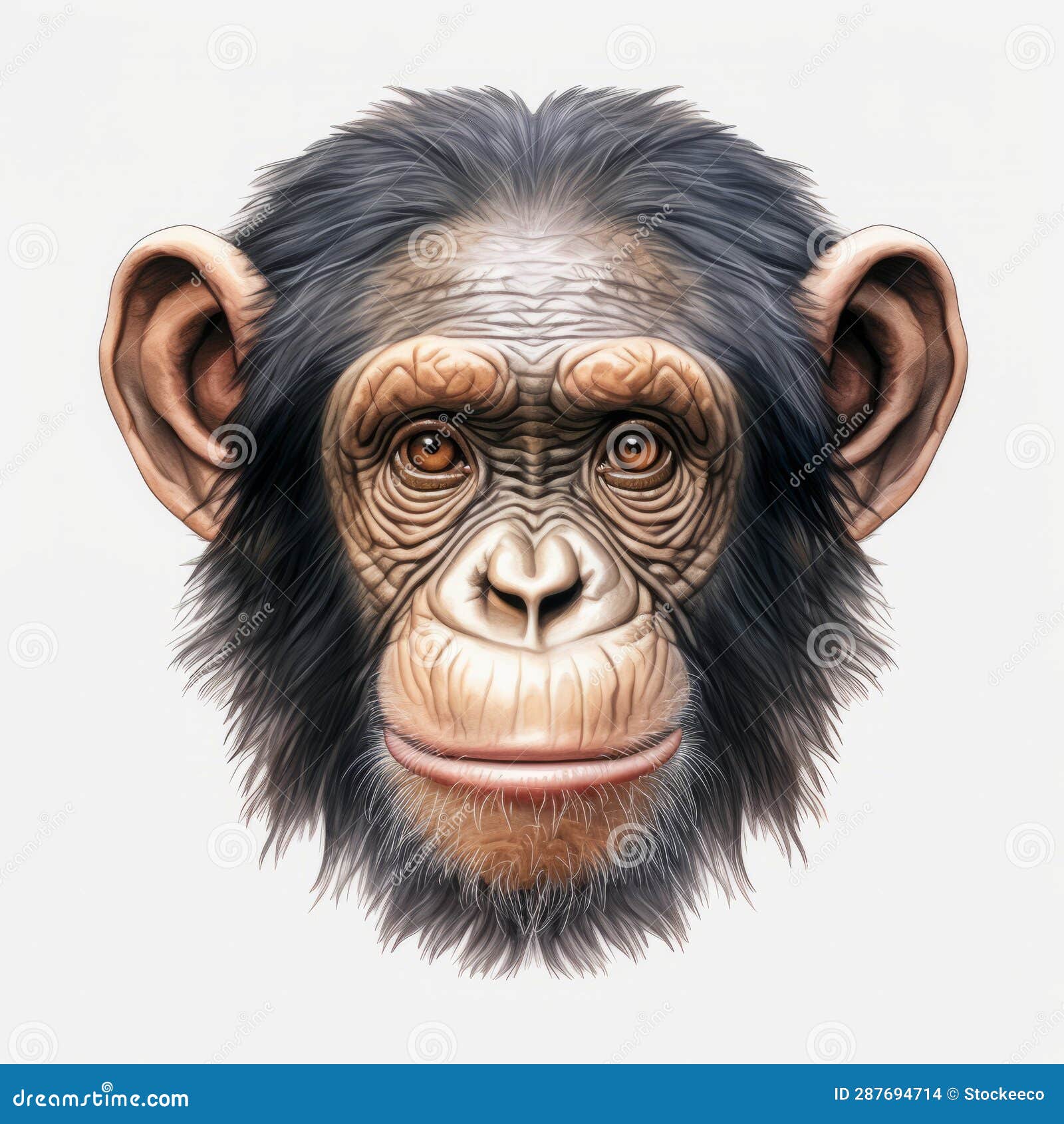 Realistic Chimpanzee Face Illustration with Detailed Multidimensional