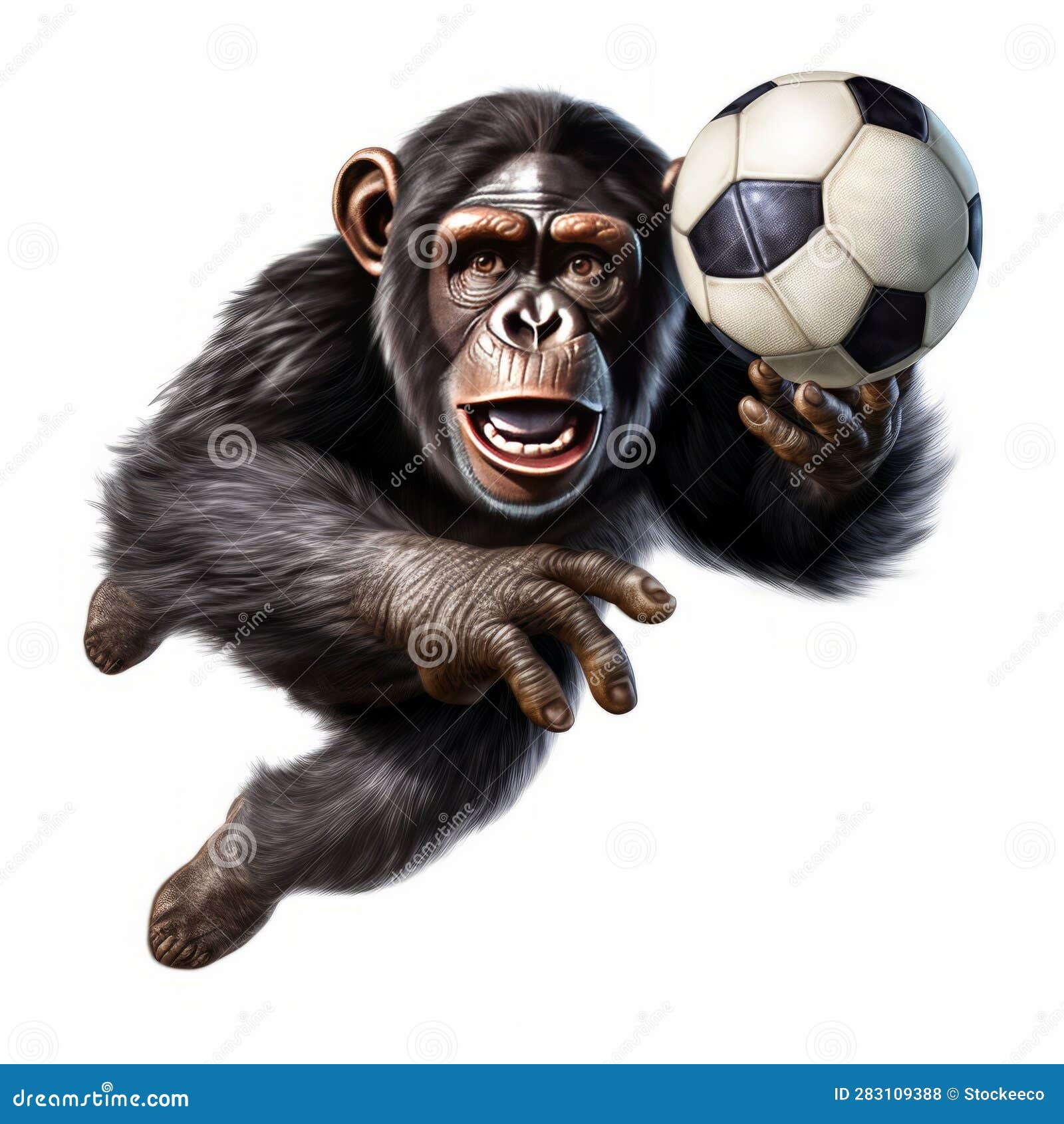 macaco chimpanzé enquanto vem até você com bola de futebol 12221703 Foto de  stock no Vecteezy