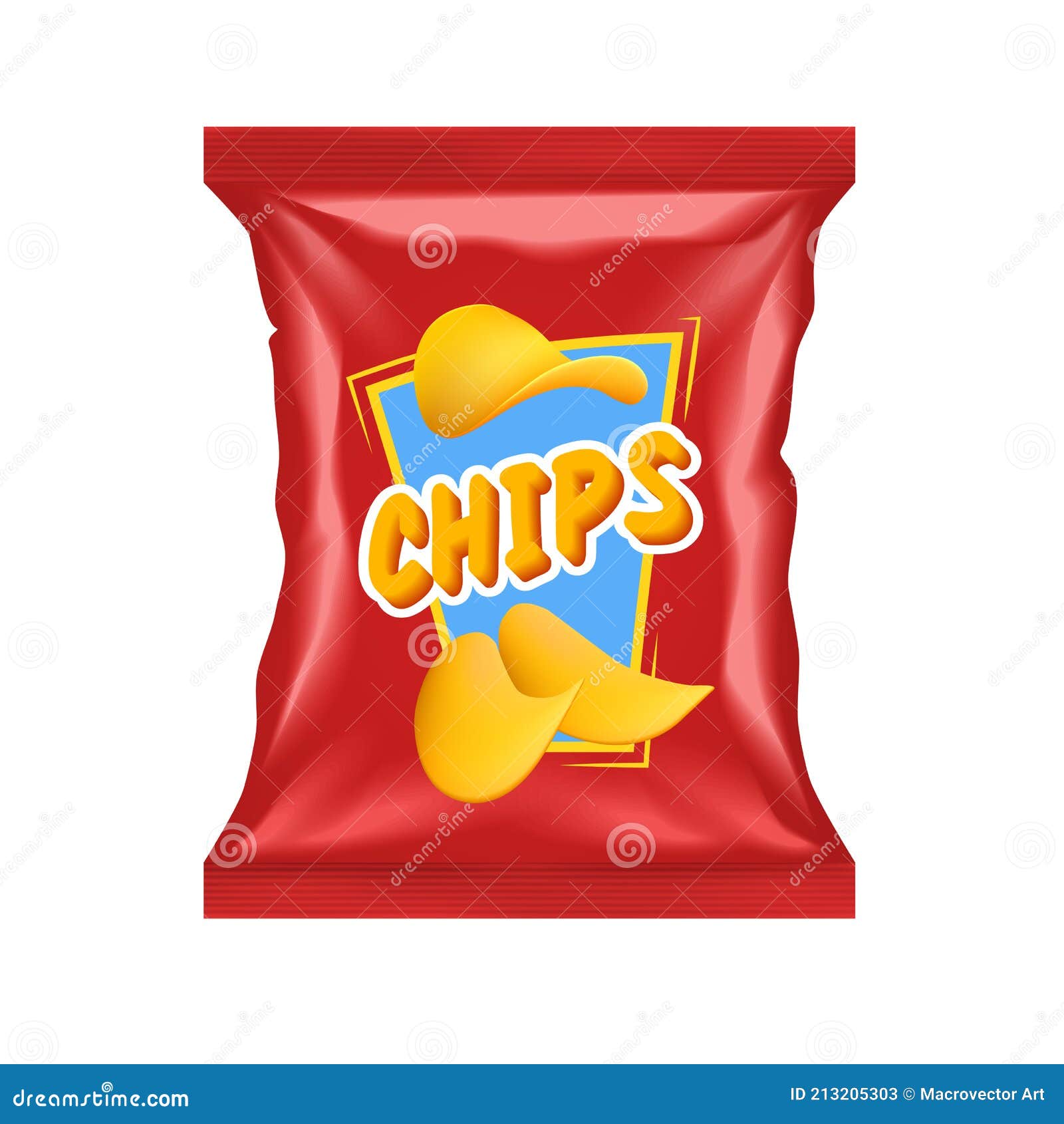 Realistic Chips Package stock vector. Illustration of paper 213205303