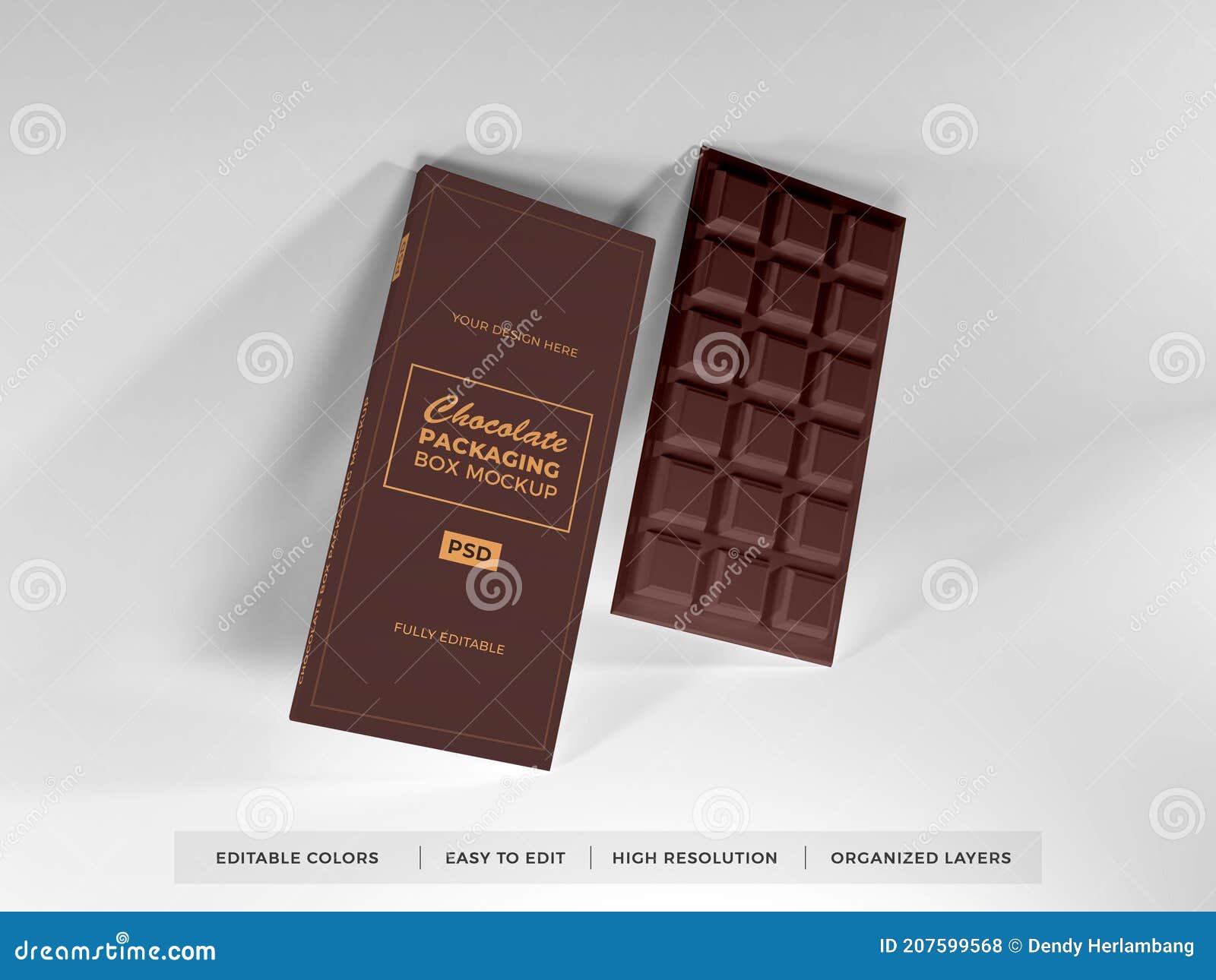 Realistic Chocolate Box Packaging Mockup Stock Illustration Illustration Of Product Design 207599568