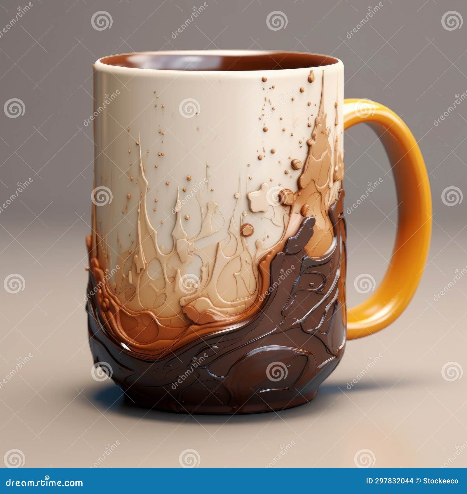 realistic chocolate drip mug with zbrush style detailed 3d 