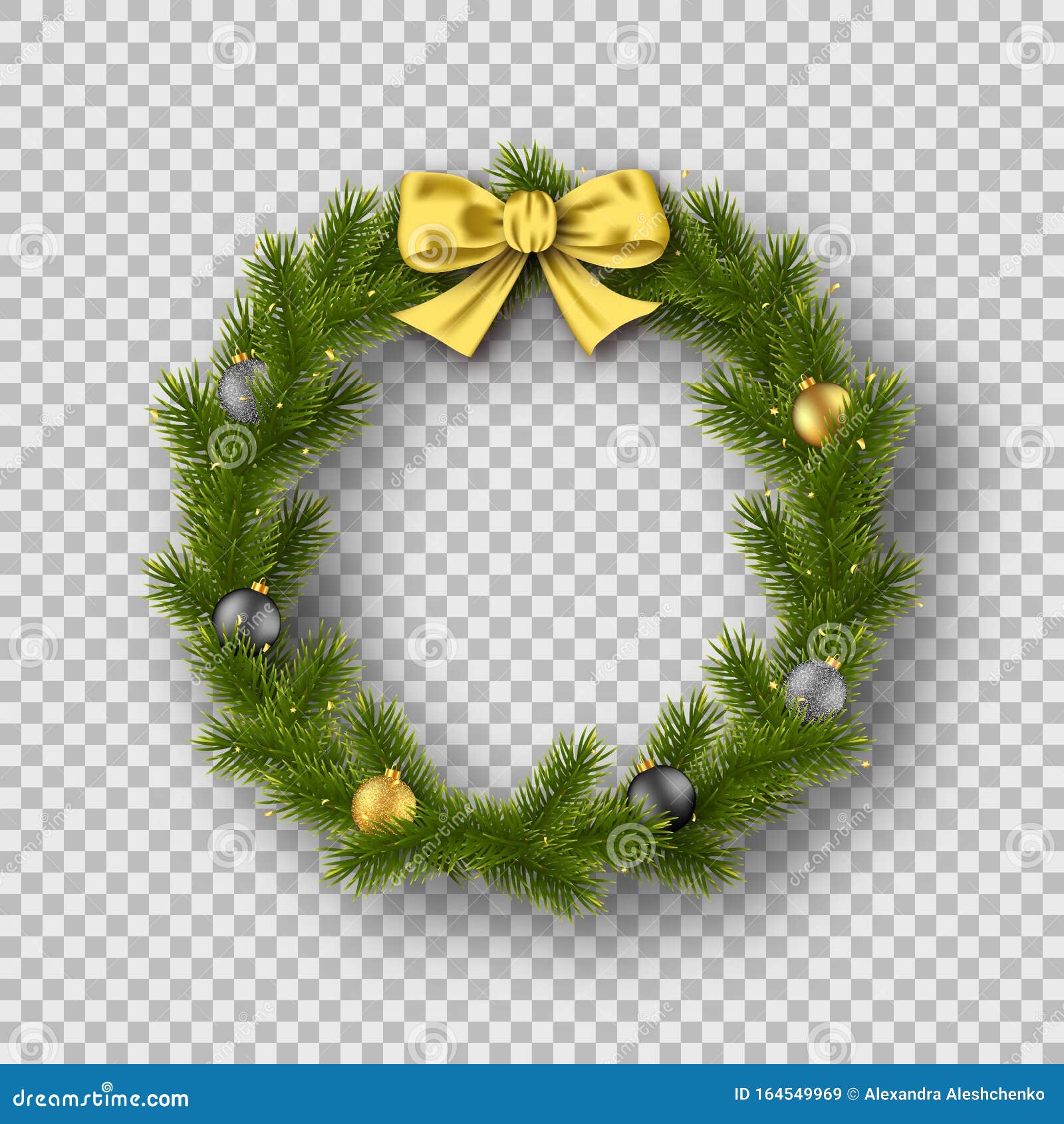 Realistic Christmas Wreath Isolated on Transparent Background Stock Vector  - Illustration of celebration, december: 164549969
