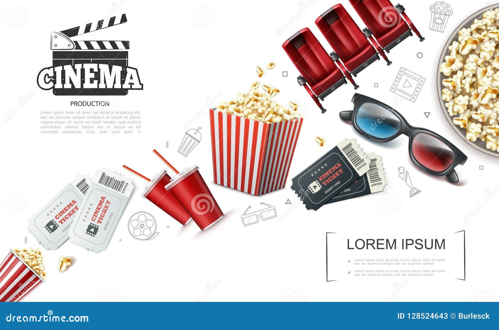 Realistic Cinematography Elements Composition Stock Vector