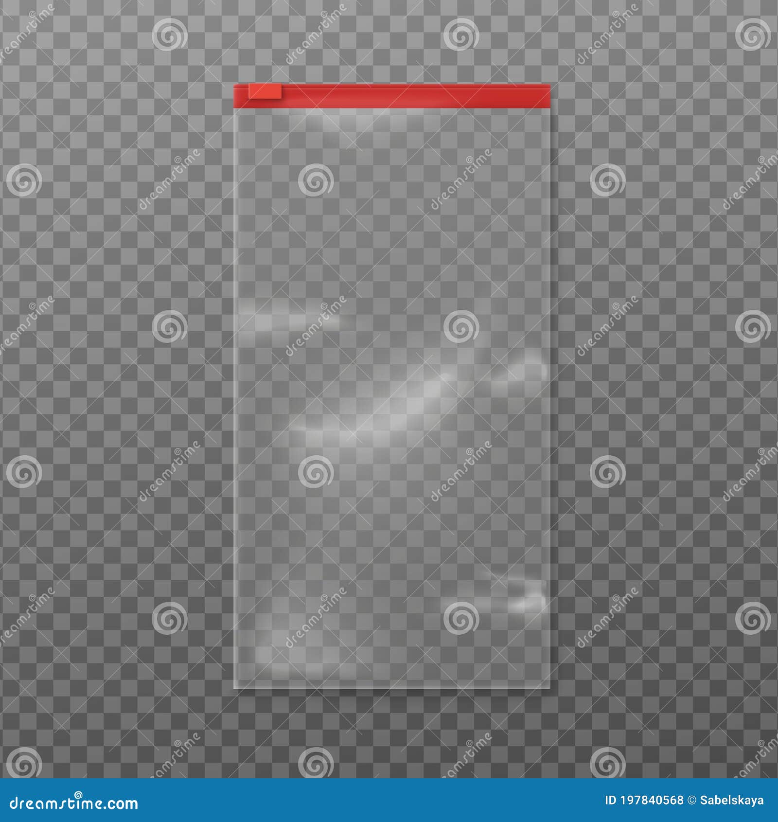 Download Realistic Clear Plastic Sandwich Bag Mockup With Red Zipper. Stock Vector - Illustration of ...