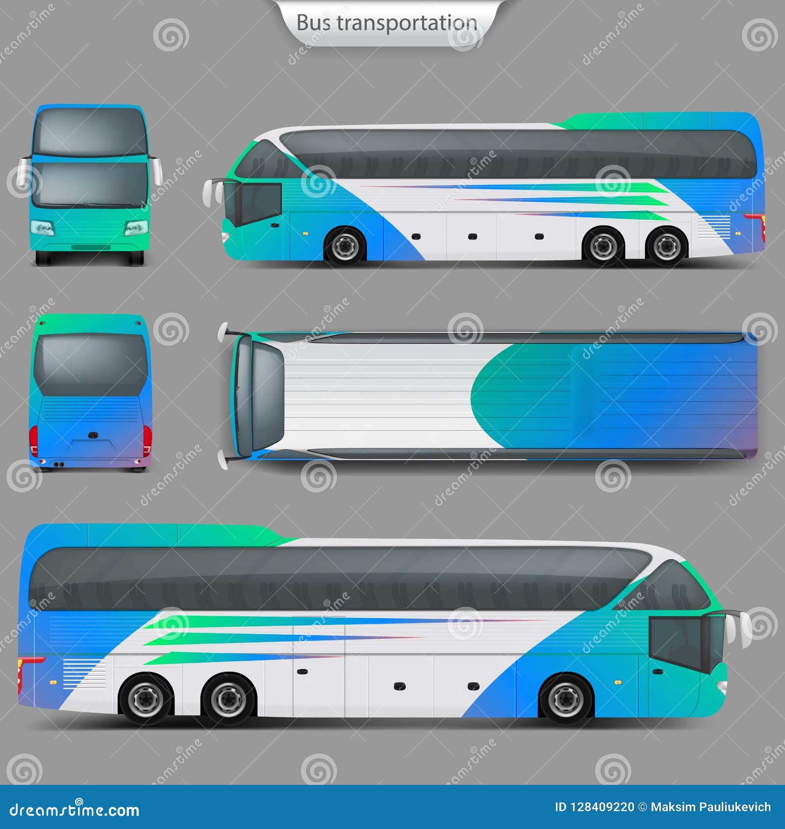 Download Realistic Coach Bus Mockup Back, Top View Stock Illustration - Illustration of cargo, coach ...