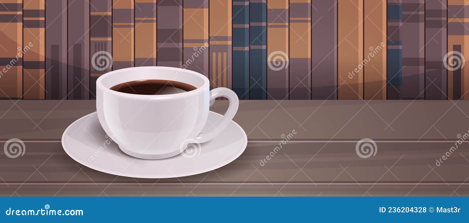 realistic coffee in white cup on cafe table hot americano drink