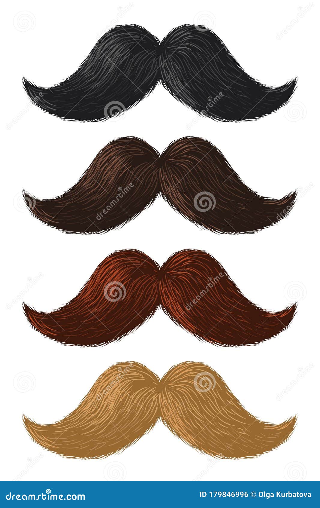 Realistic Color Moustaches. Black, Blond and Brown Mustache, Hipster and  Gentleman Elegance Design, Barbershop Facial Stock Vector - Illustration of  face, facial: 179846996