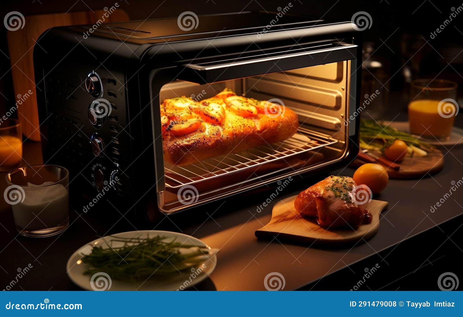 realistic compact oven with touch menu with pre set generative ai