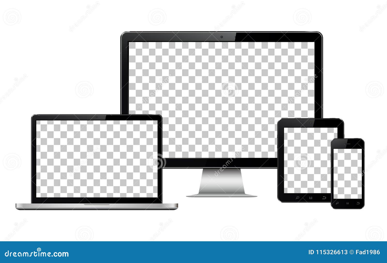 Realistic Computer, Laptop, Tablet and Mobile Phone with Transparent  Wallpaper Screen Isolated Stock Vector - Illustration of blank, laptop:  115326613