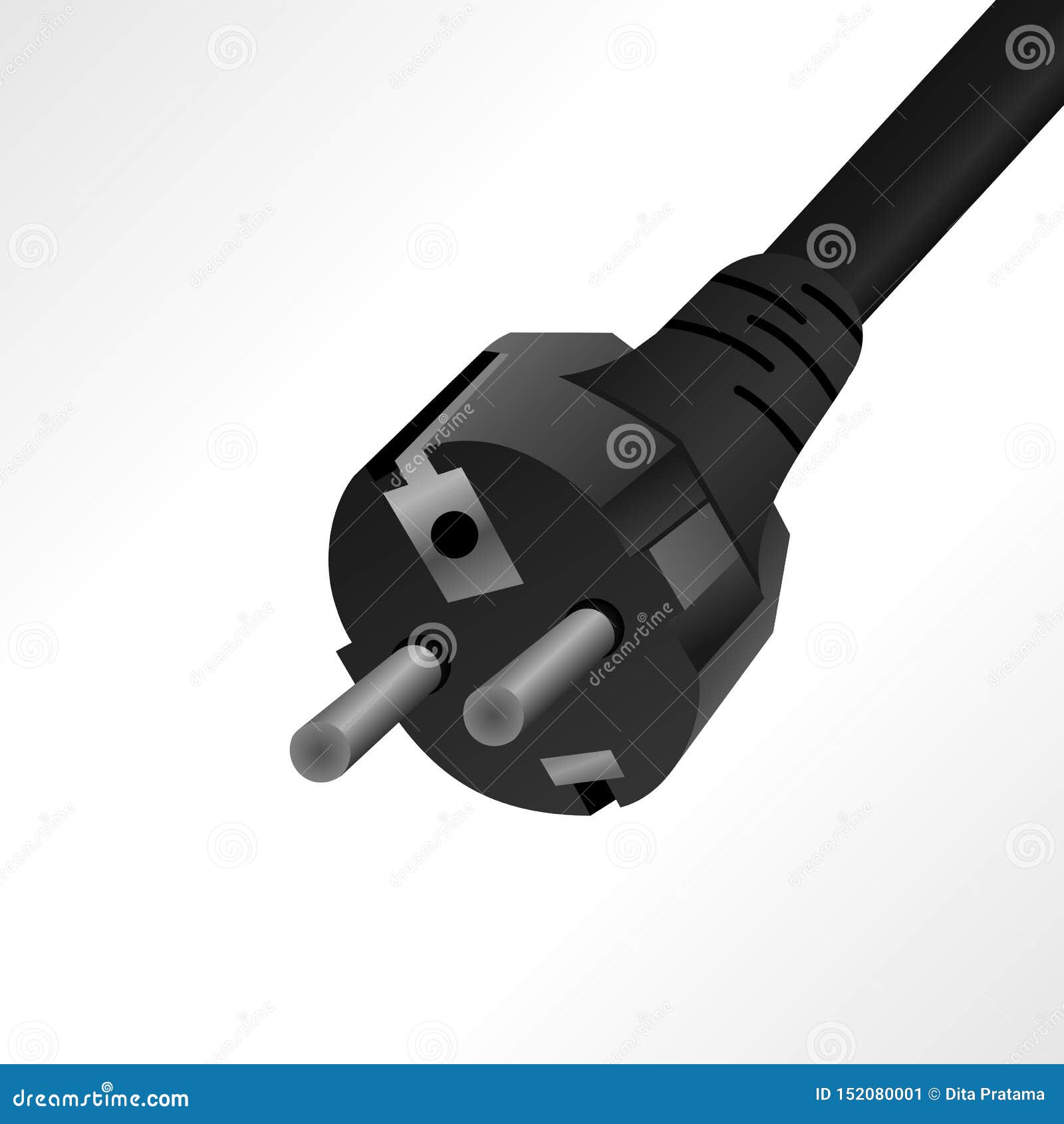 Realistic Computer Power Cord Cable Vector Illustration. Stock Illustration Illustration of