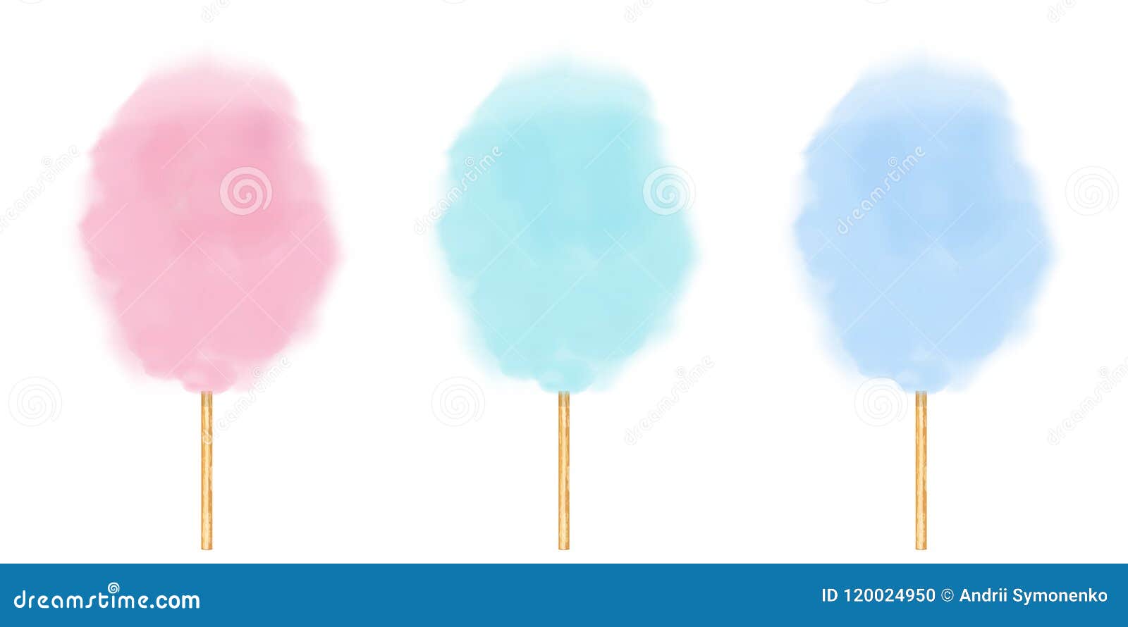 Realistic Cotton Candy Set. Vector Isolated Illustration Stock Vector