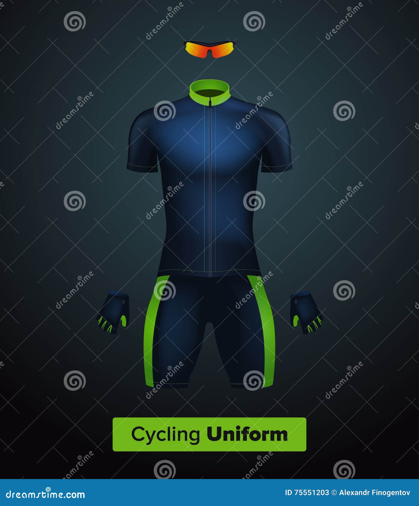 Download Realistic Cycling Uniform Template. Blue And Green ...