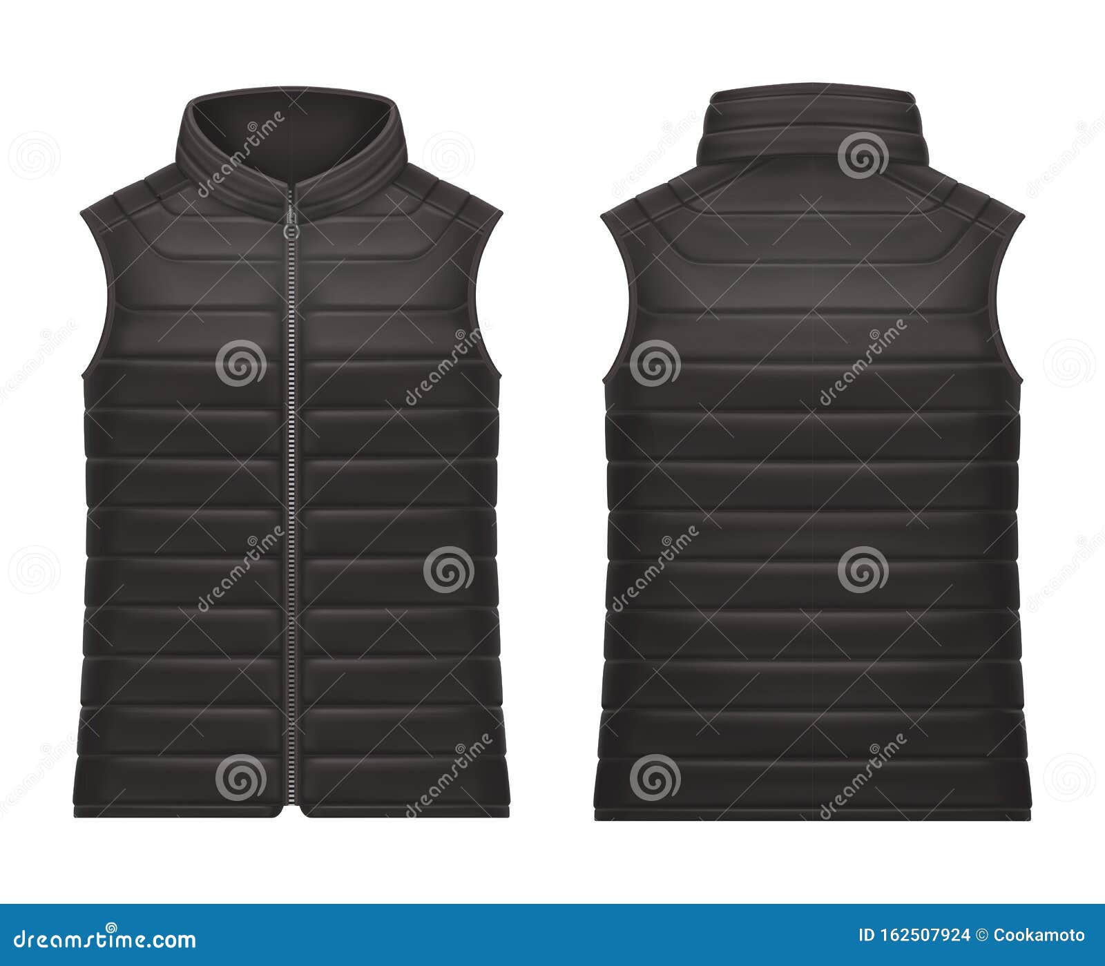 Realistic or 3d Black Vest Jacket with Zap Stock Vector - Illustration ...