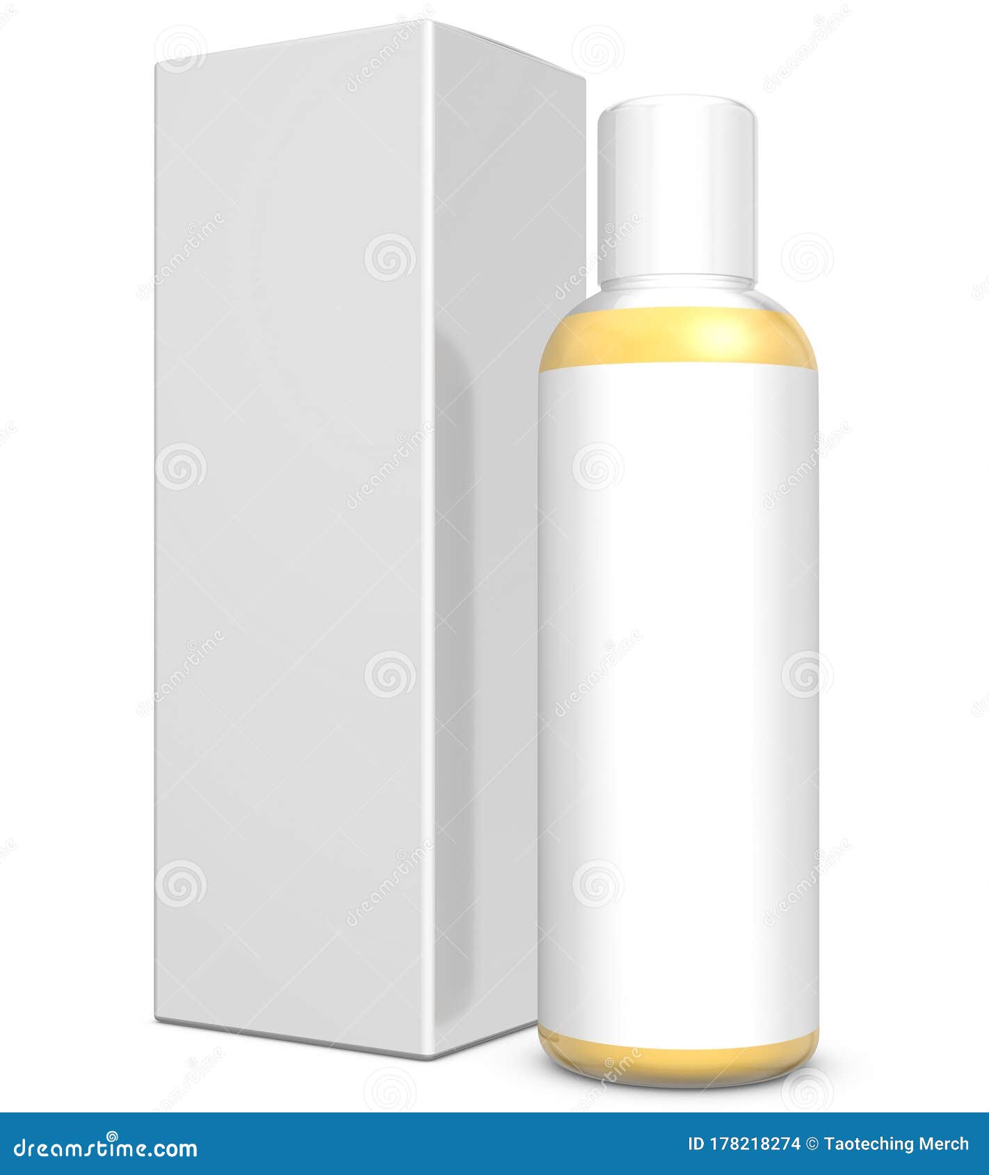Download Realistic 3D Bottle,Box Mock Up Template On White Background.3D Rendering,3D Illustration Stock ...