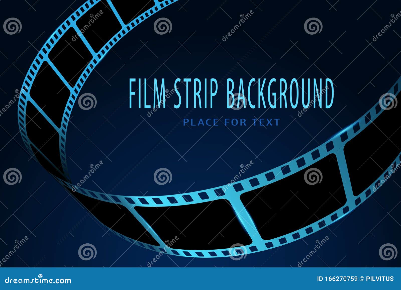 Realistic 3D Cinema Film Strip in Perspective. Film Reel Frame Isolated on  Blue Background Stock Illustration - Illustration of abstract, film:  166270759