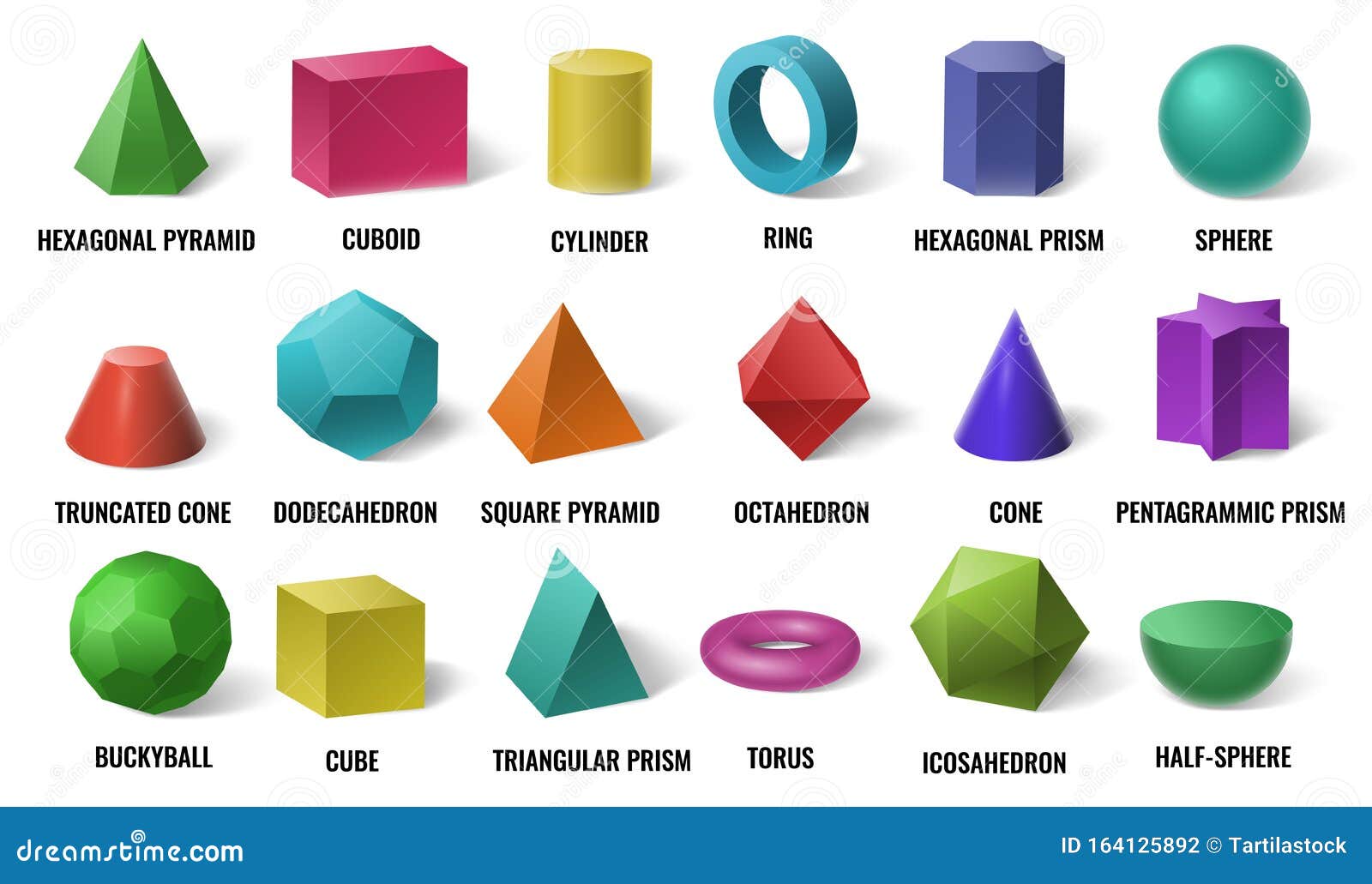 realistic 3d color basic s. solid colored geometric forms, cylinder and colorful cube    set