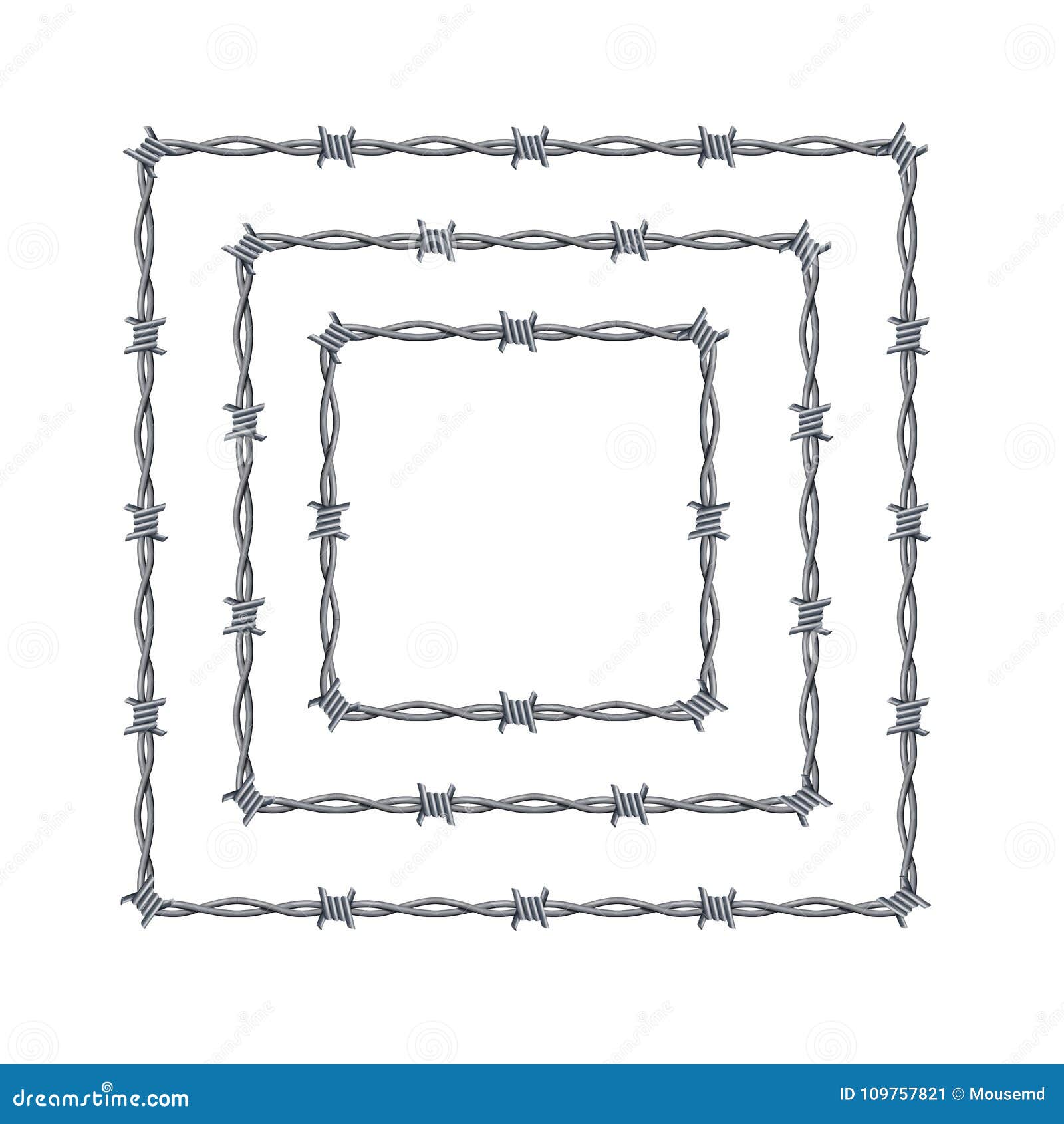 realistic 3d detailed barbed wire frames set. 