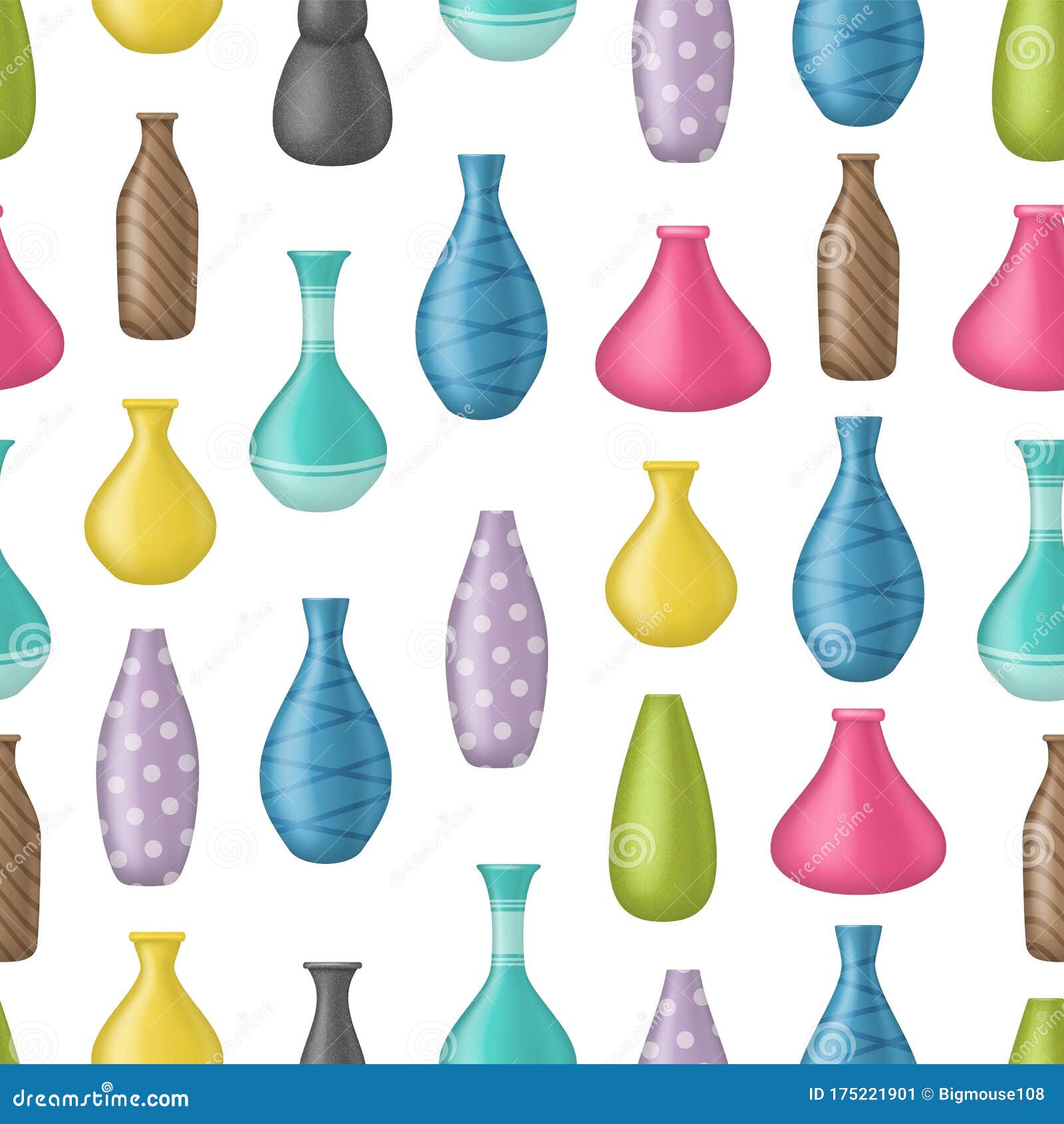 Download Realistic 3d Detailed Ceramic Vase Color Seamless Pattern ...