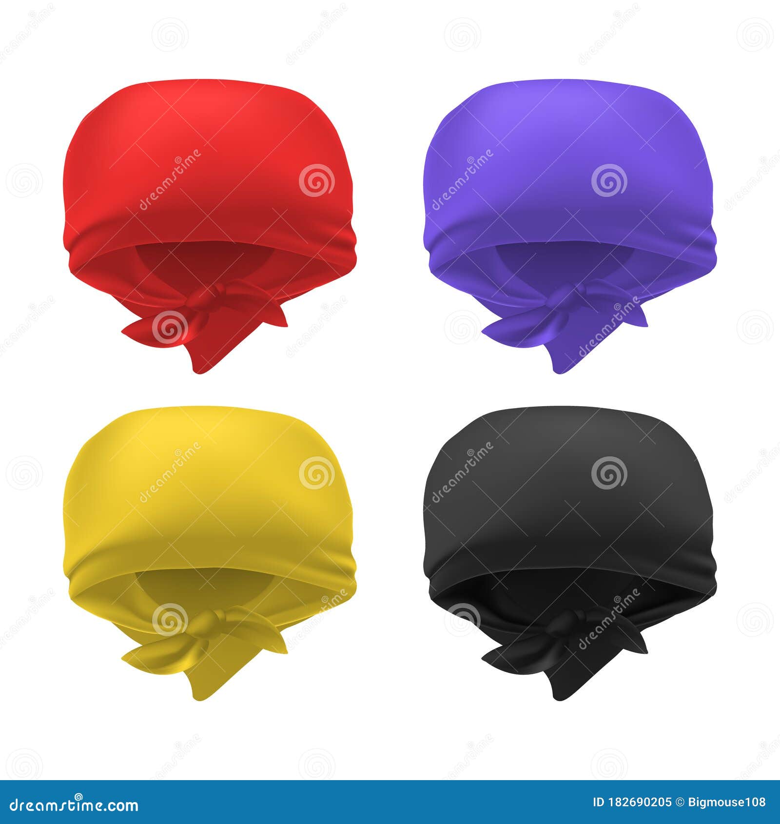 Download Realistic 3d Detailed Color Blank Bandana Set. Vector ...