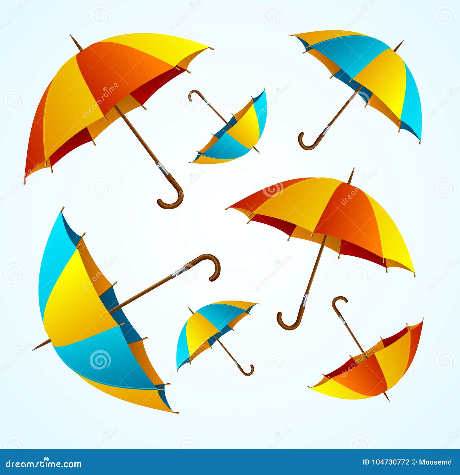 Download Realistic 3d Detailed Color Umbrella Falling Set. Vector Stock Vector - Illustration of fashion ...