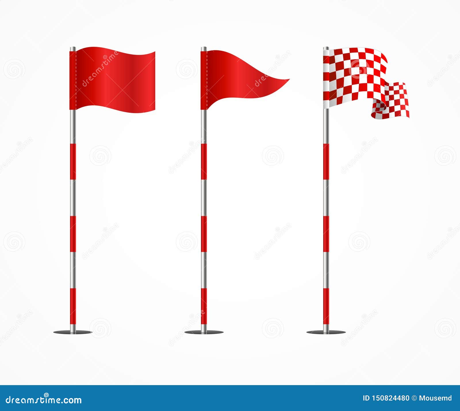 Realistic 3d Detailed Golf Flag Set. Vector Stock Vector Illustration