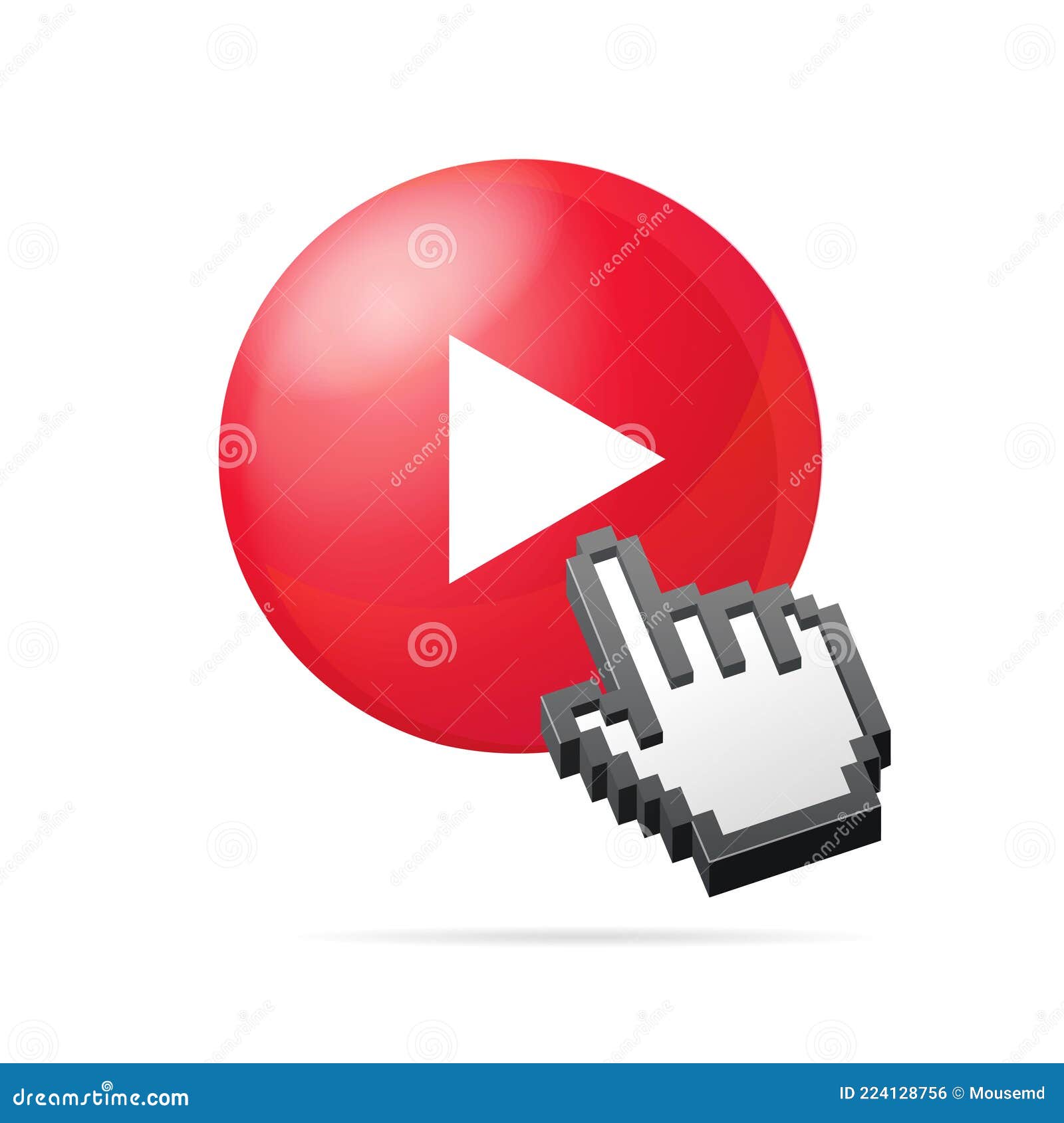 Play Now Button - Click on the Red Button Stock Vector