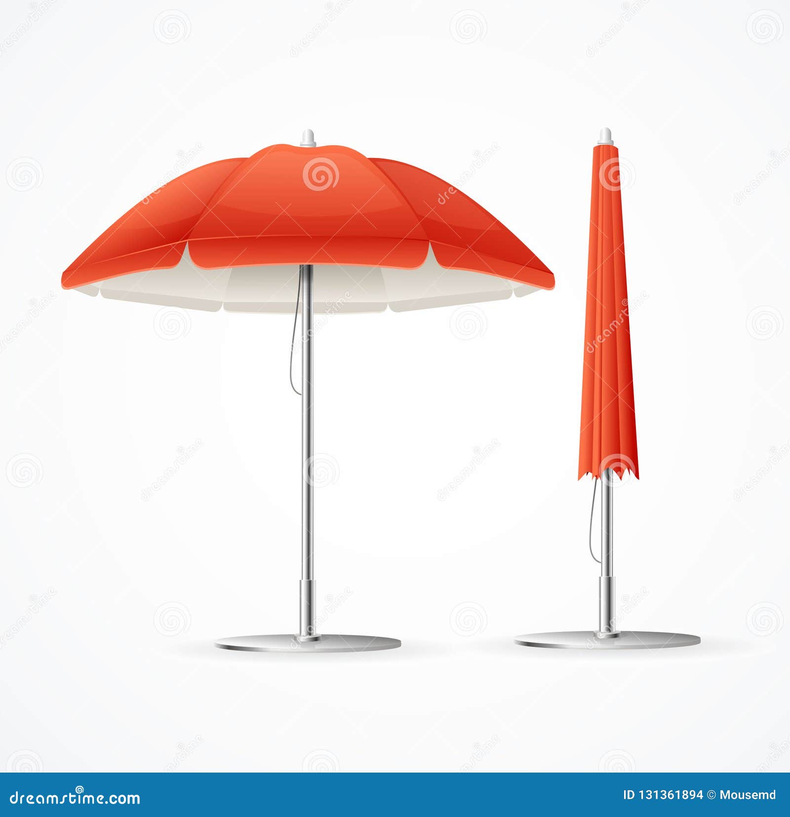 Download Realistic 3d Detailed Red Summer Cafee Umbrella Set ...
