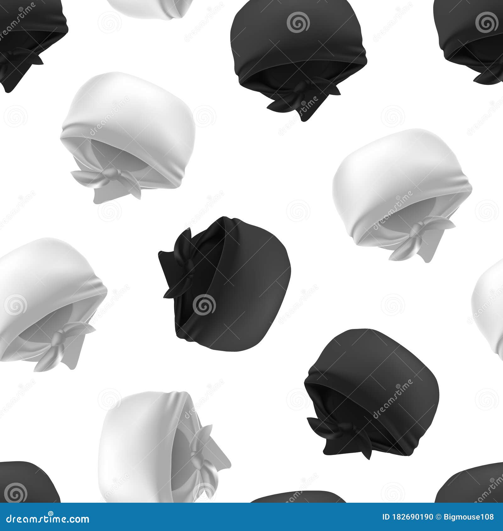 Download Realistic 3d Detailed White And Black Blank Bandana Seamless Pattern Background. Vector Stock ...