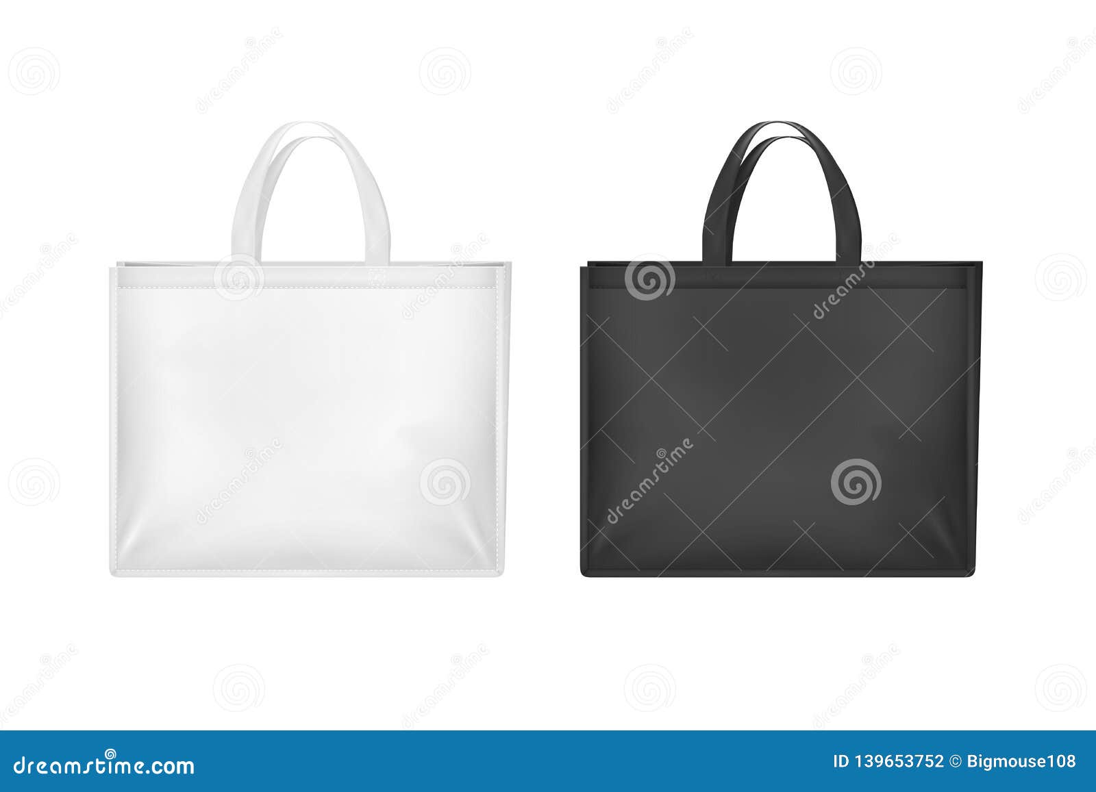 Realistic 3d Detailed White and Black Blank Tote Sale Bags Set. Vector ...