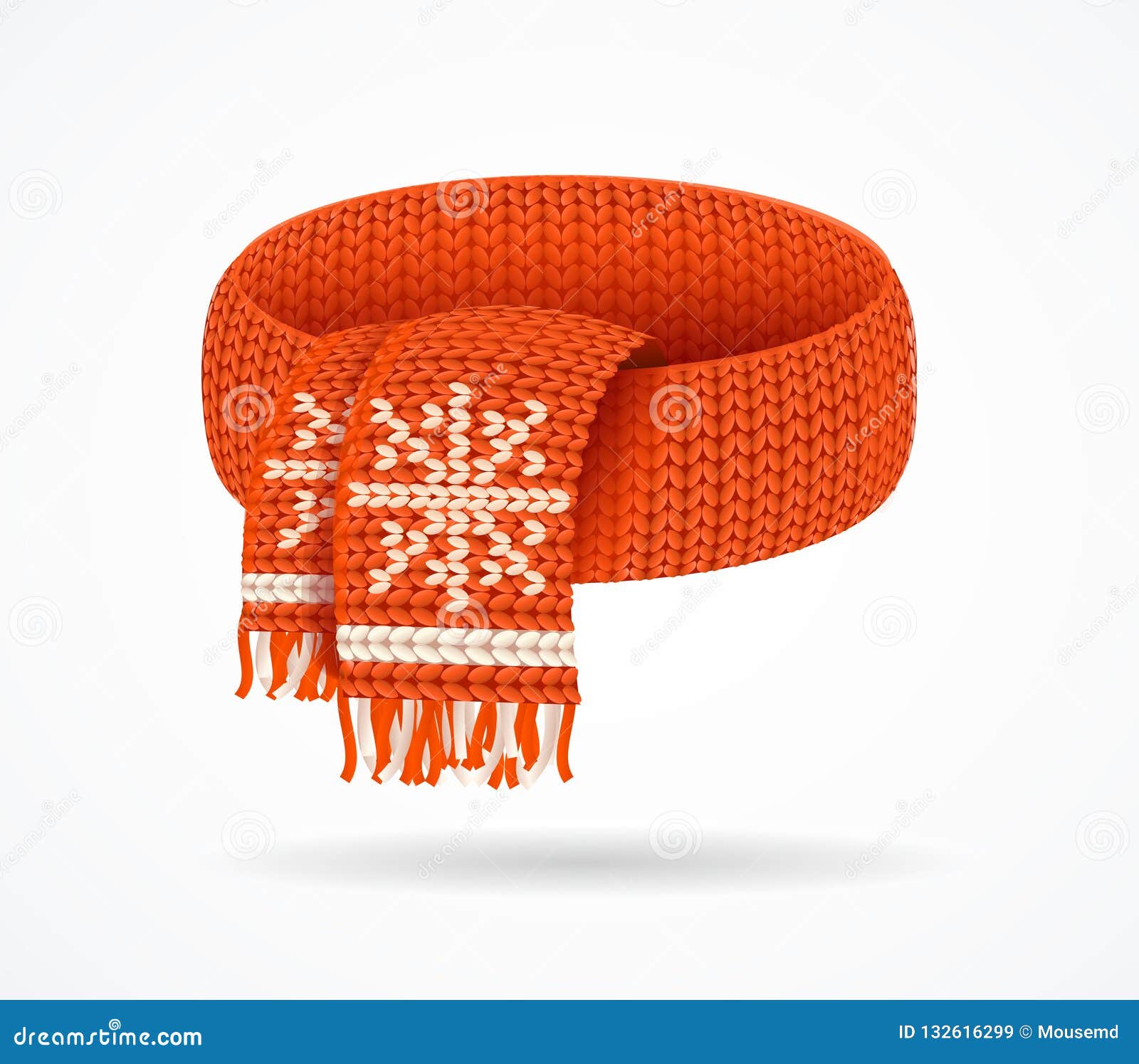 realistic 3d detailed winter knitted scarf. 